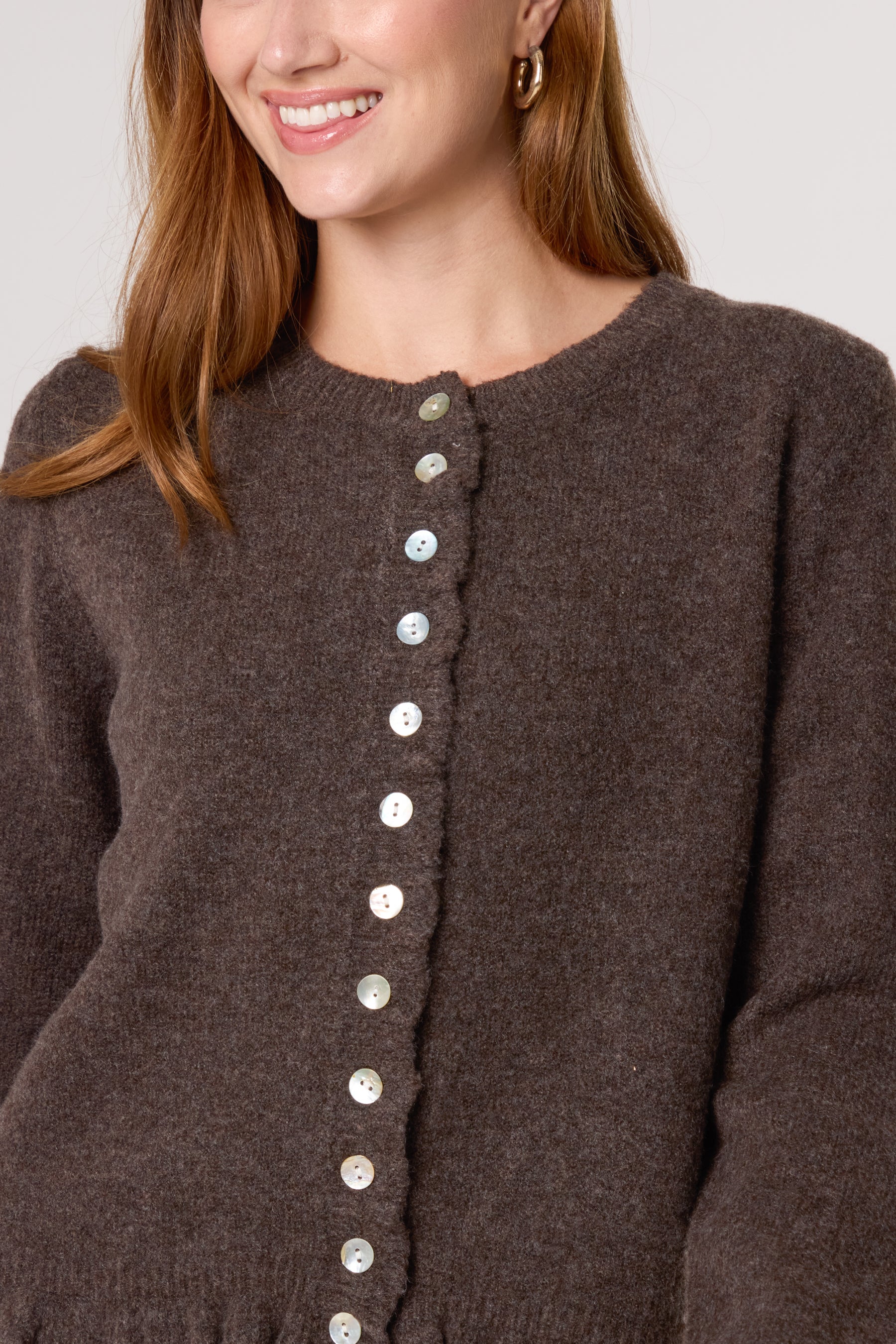 Ruffle Trim Knit Cardigan