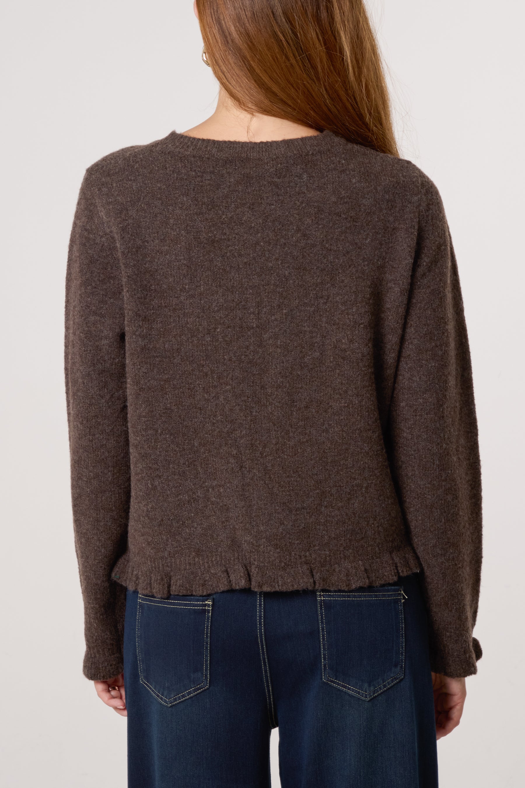 Ruffle Trim Knit Cardigan