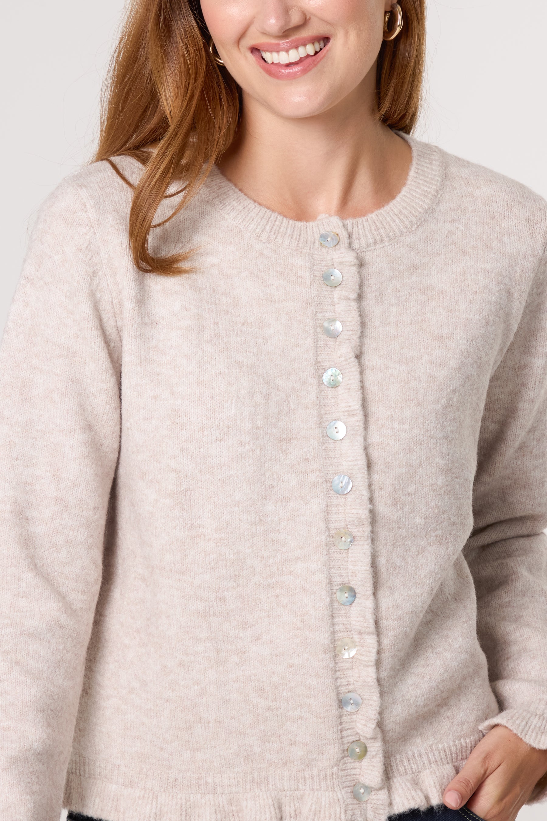 Ruffle Trim Knit Cardigan
