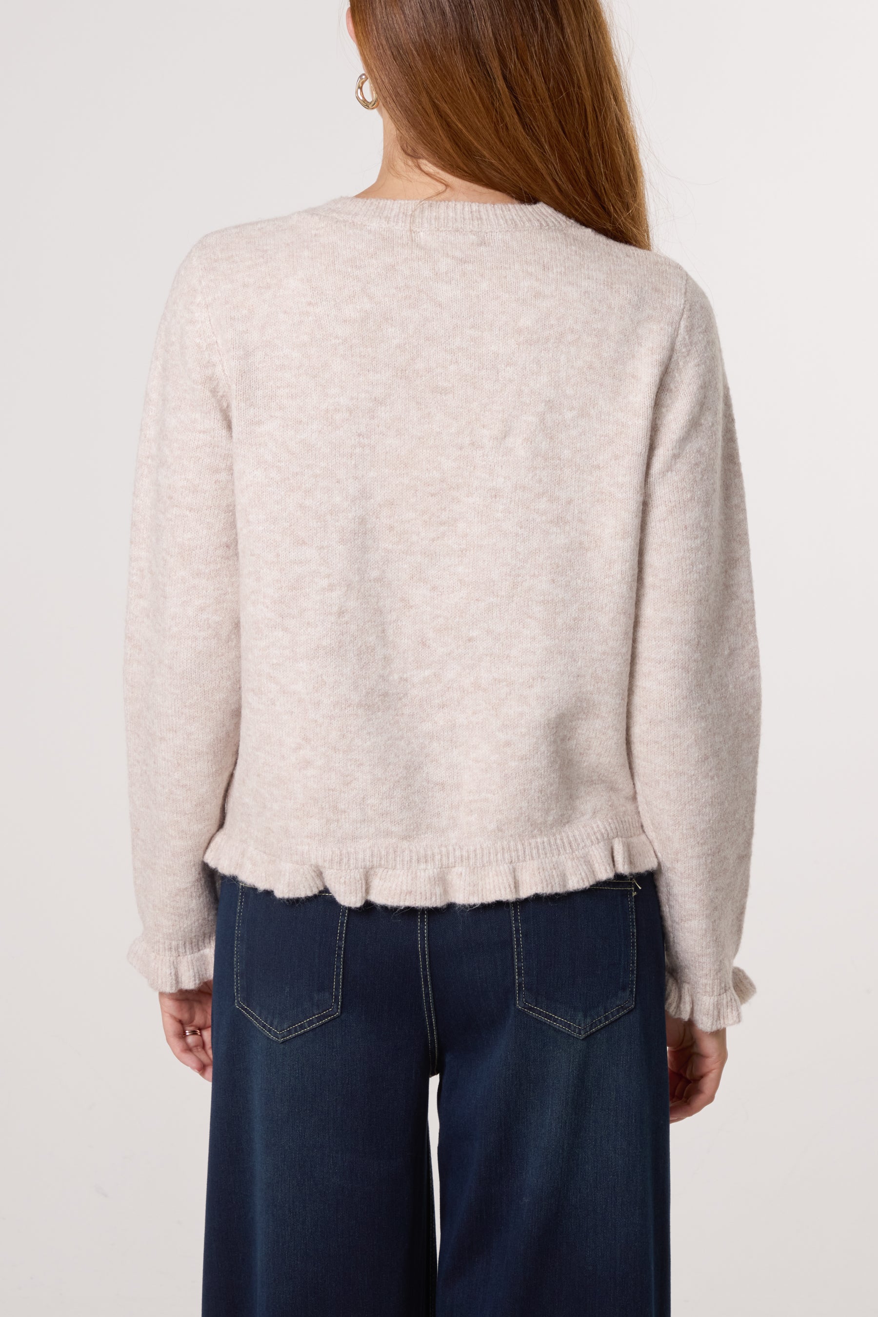 Ruffle Trim Knit Cardigan