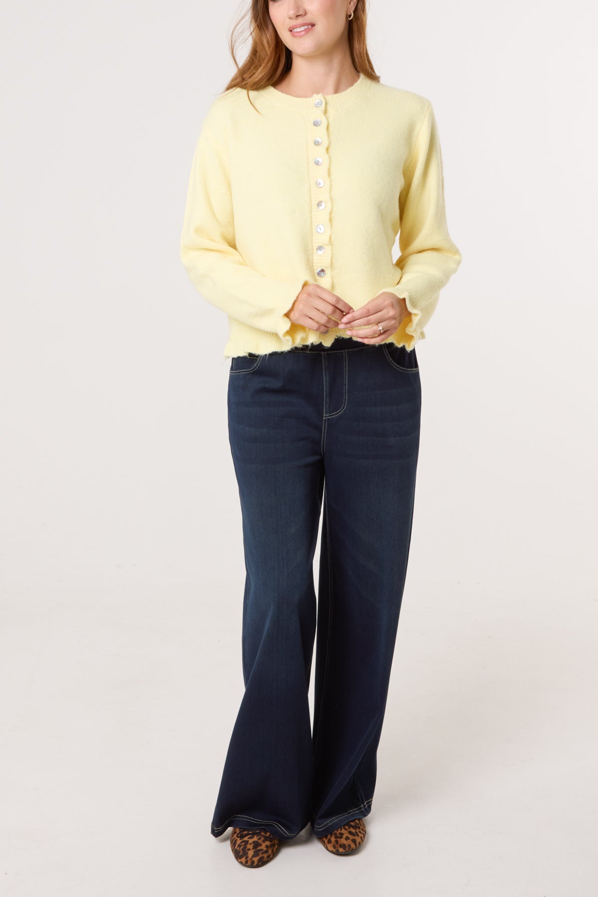 Ruffle Trim Knit Cardigan