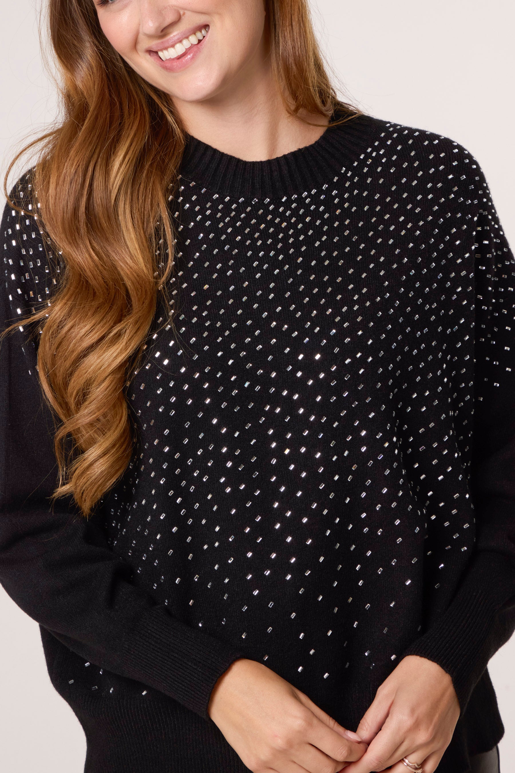 Rhinestone Embellished Knit Jumper