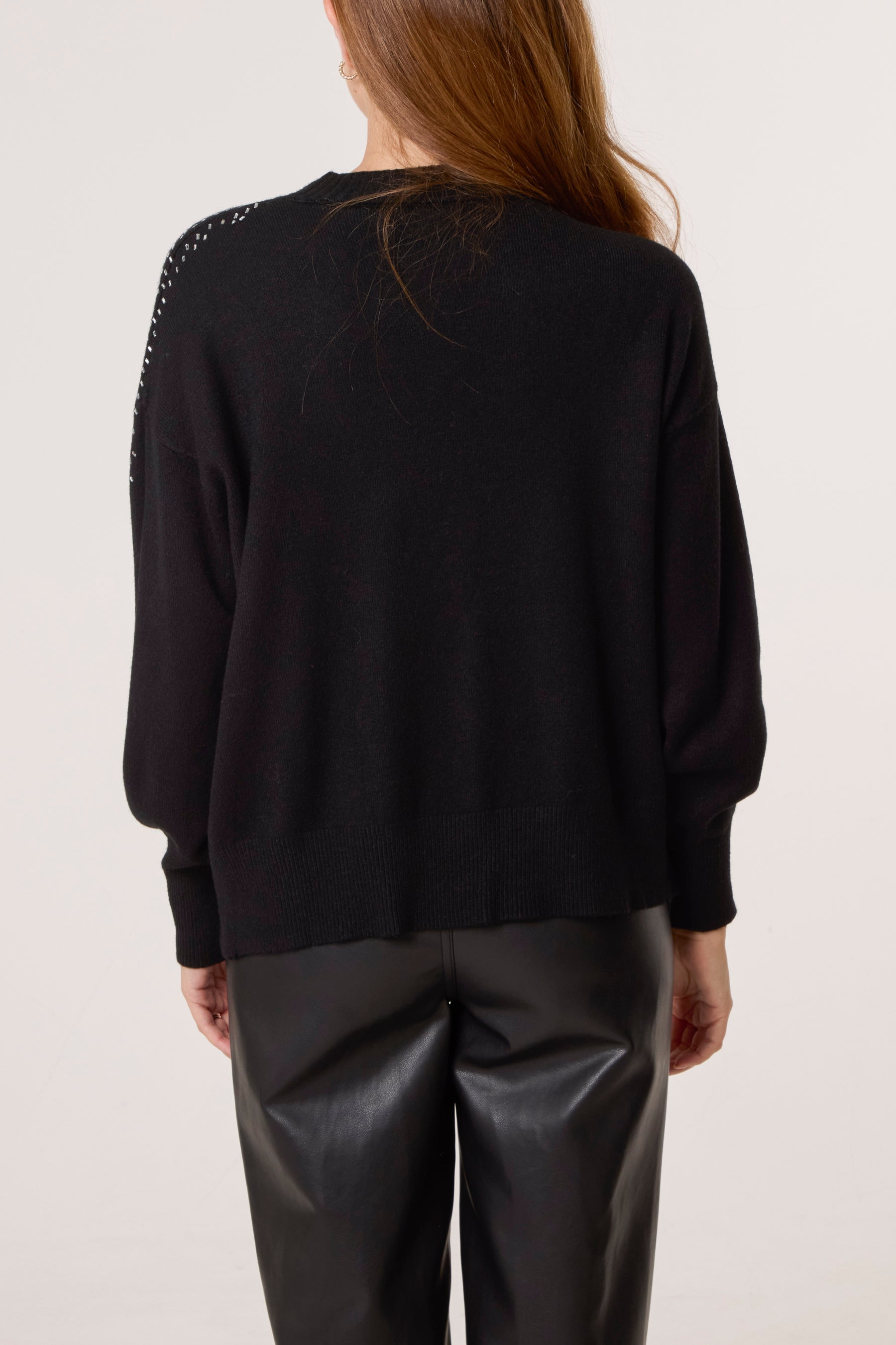 Rhinestone Embellished Knit Jumper