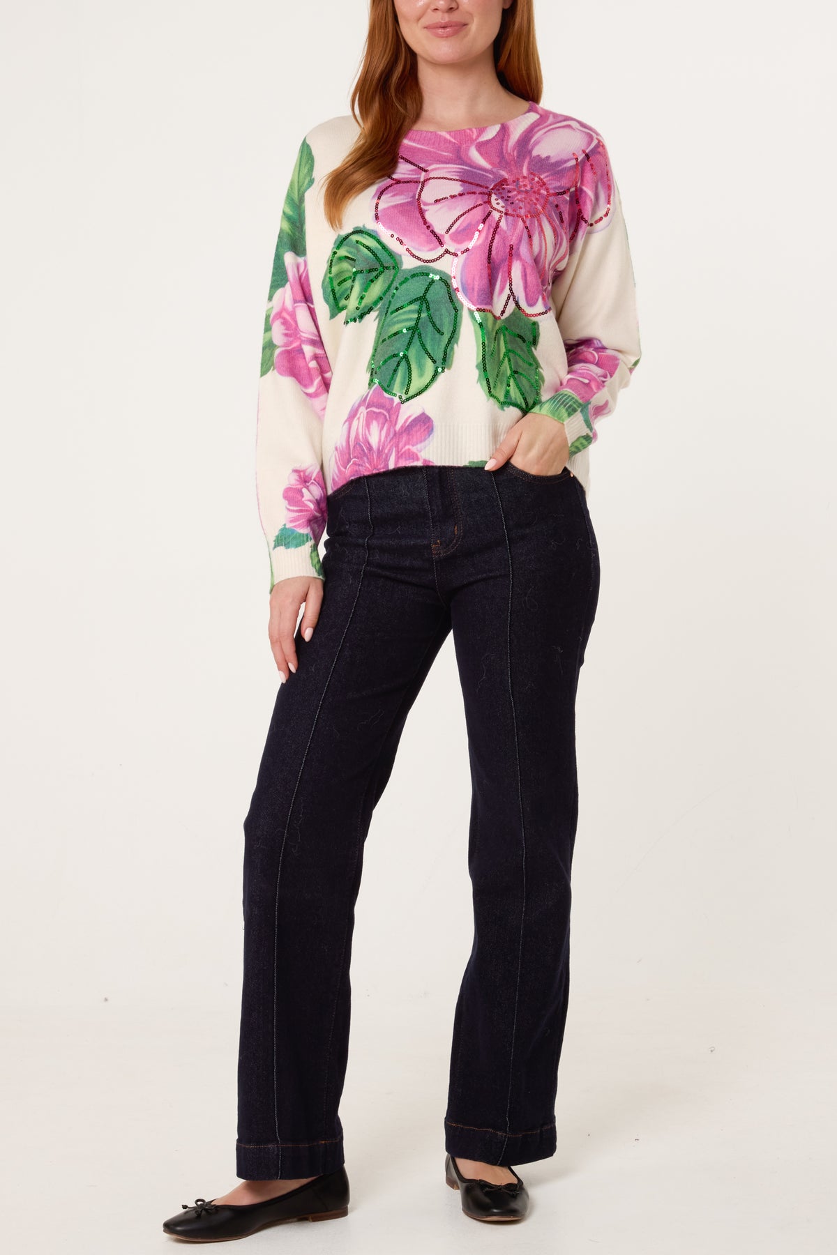 Flowers & Leaf Embellished Jumper