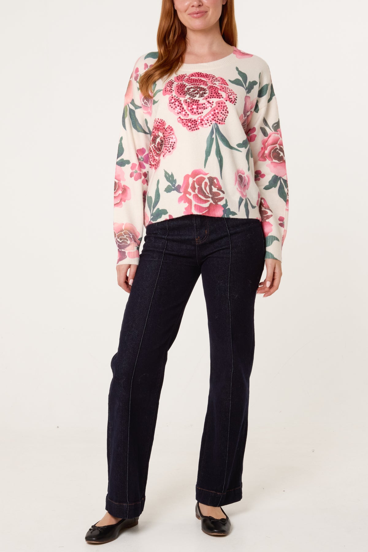 Rose Flower Embellished Jumper