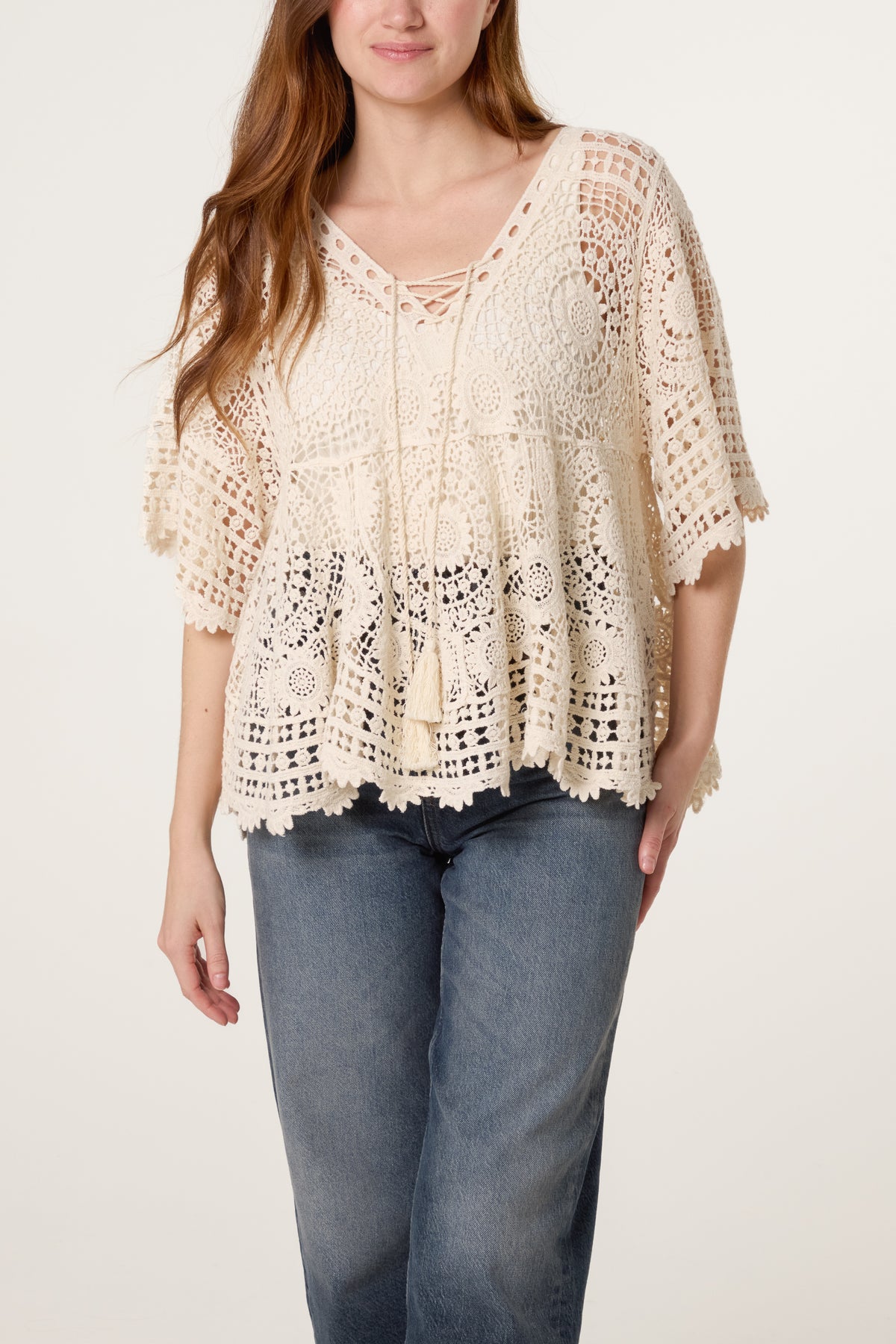Crochet Tassel Kimono Top