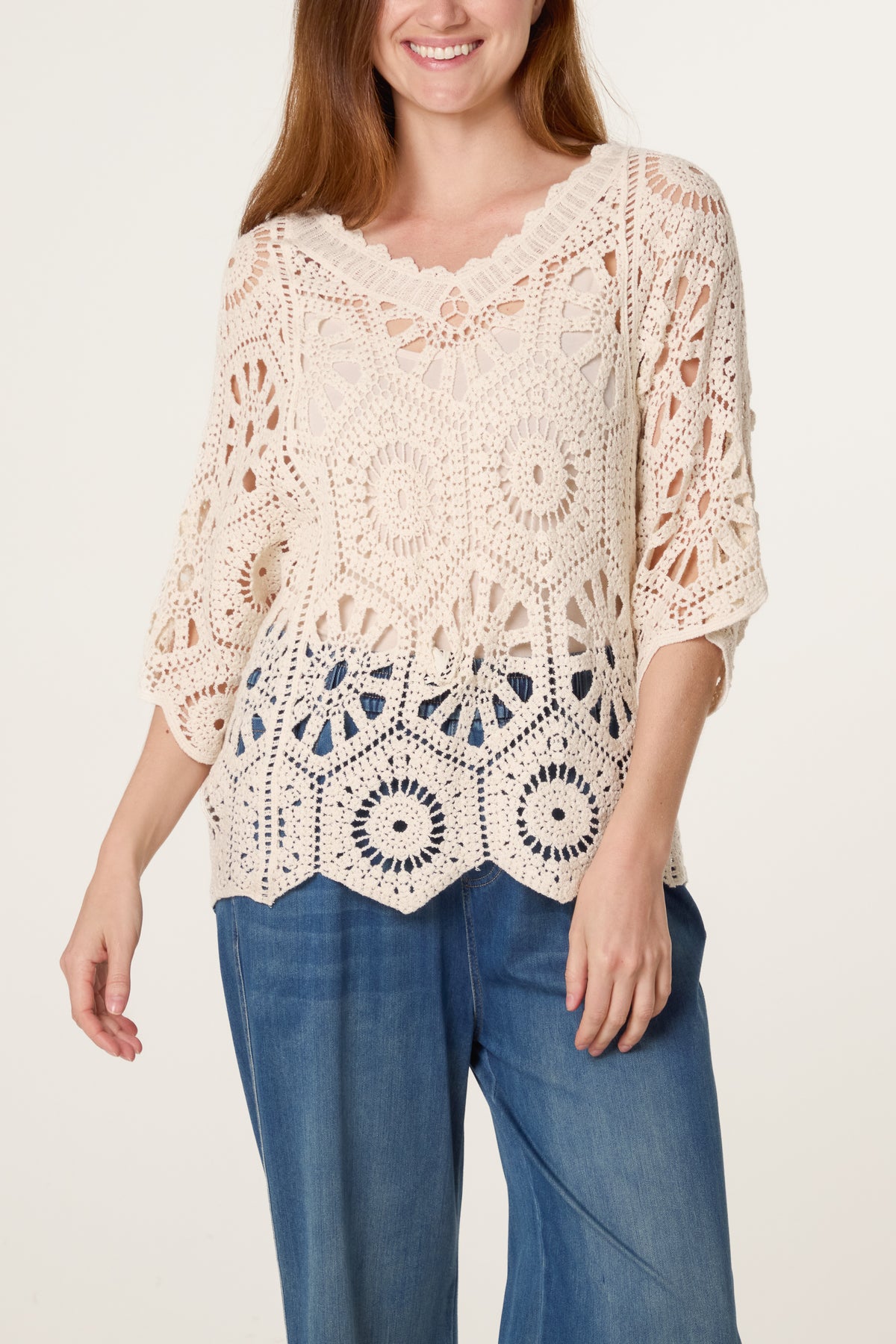 Scallop Hem Mandala Crochet Top