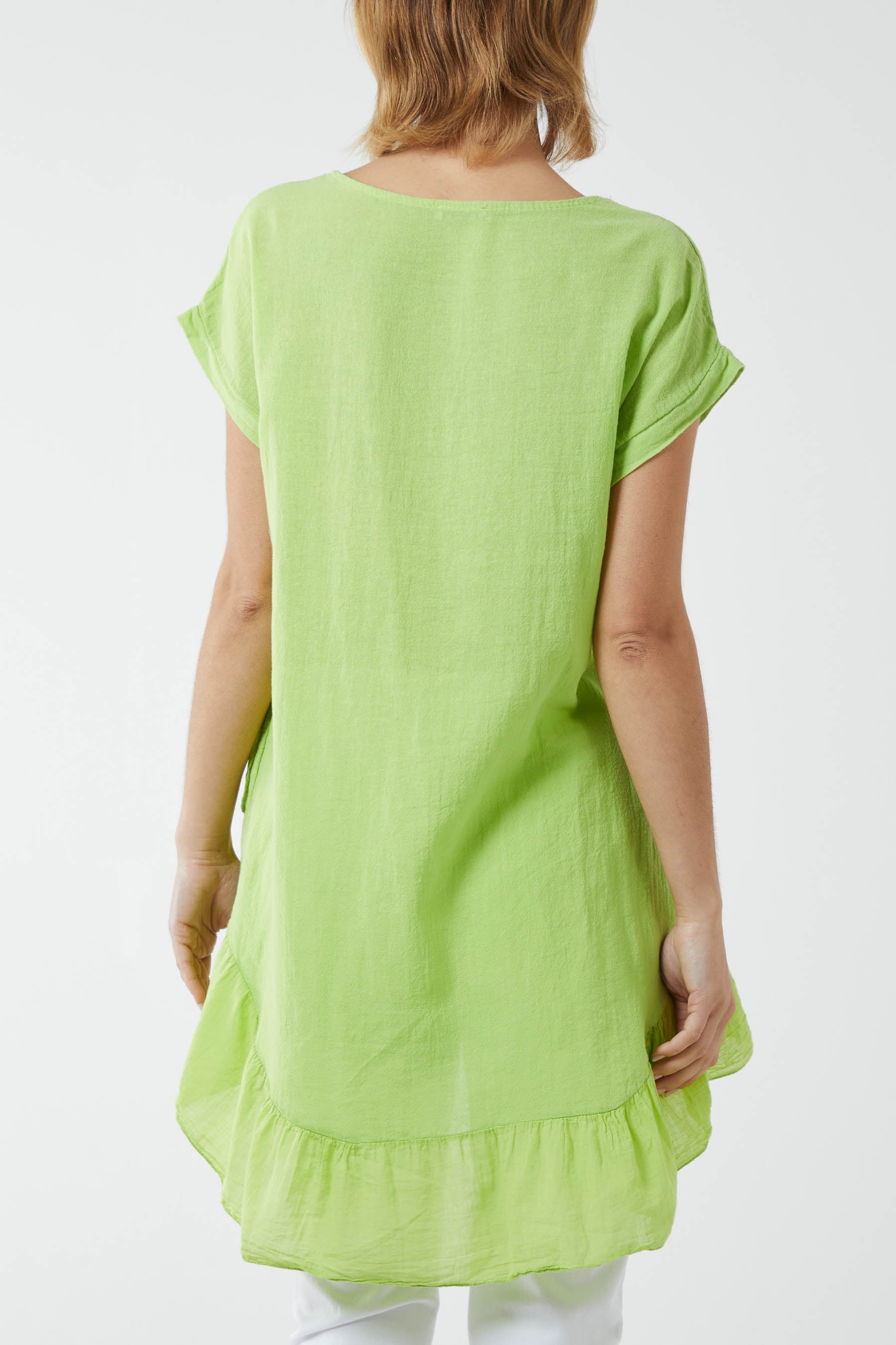 Oversized Dip Hem Cotton Blouse