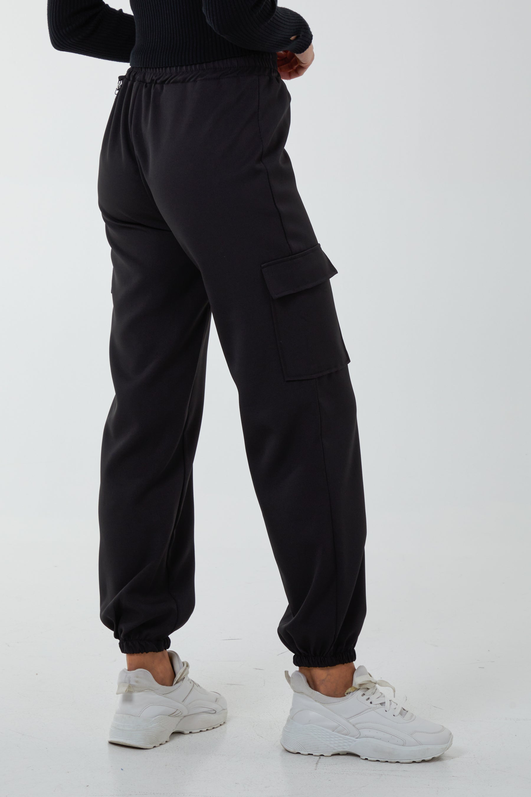 Satin Feel Chain Detail Cargo Trousers