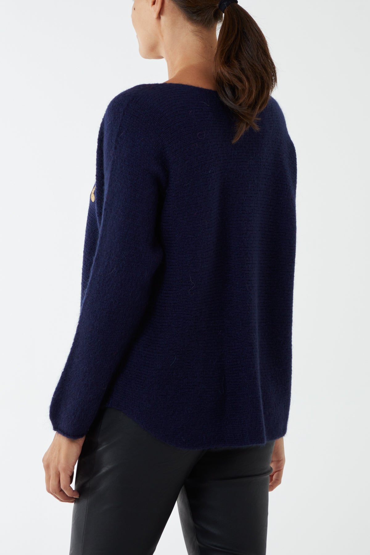 'Rock & Roll' Woven Metallic V-Neck Jumper