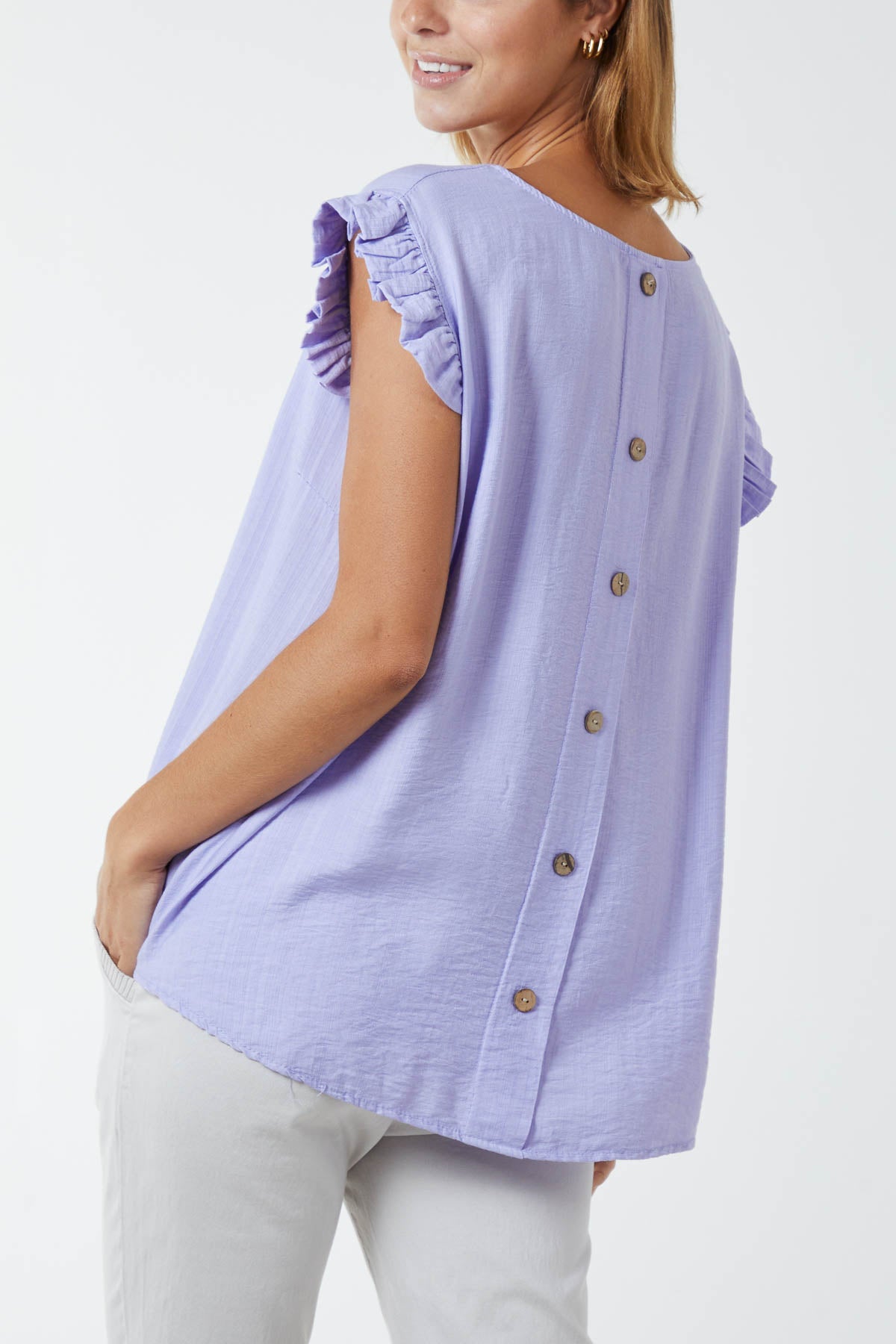 Linen Look Top Back Button