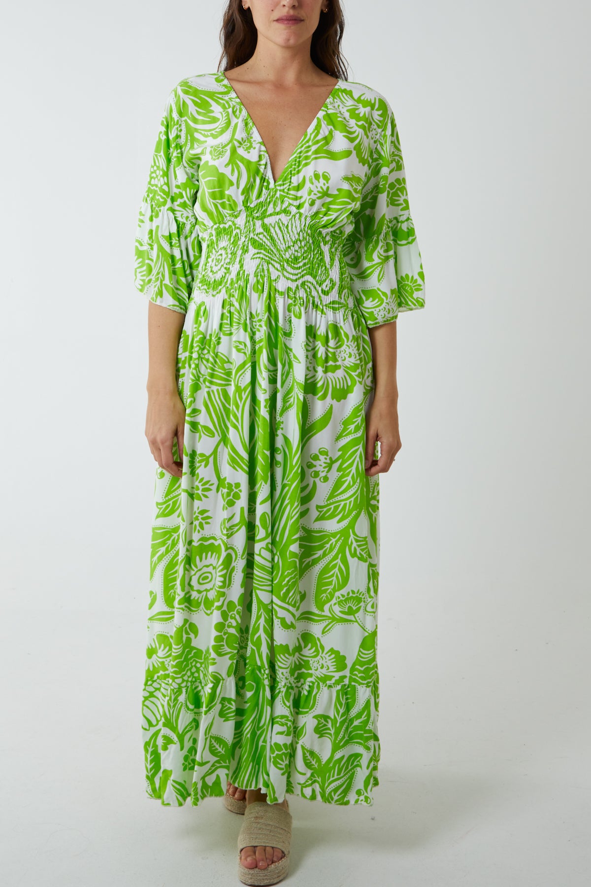 Floral Shirred Waist Maxi Dress