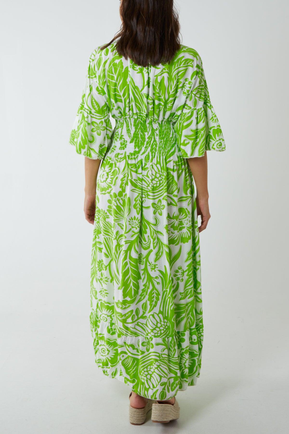 Floral Shirred Waist Maxi Dress