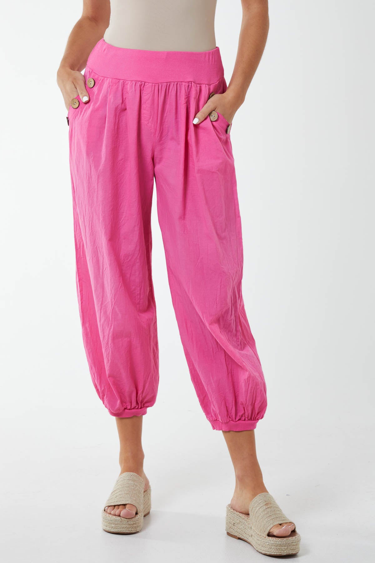 Button Pocket Detail Harem Pants