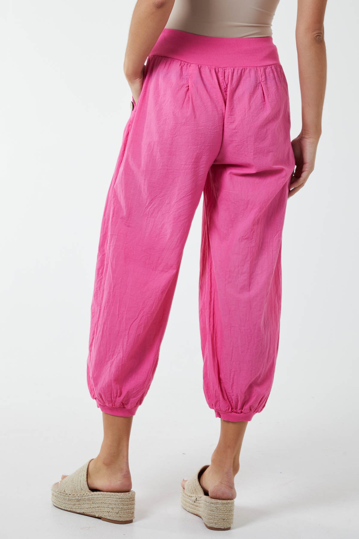 Button Pocket Detail Harem Pants