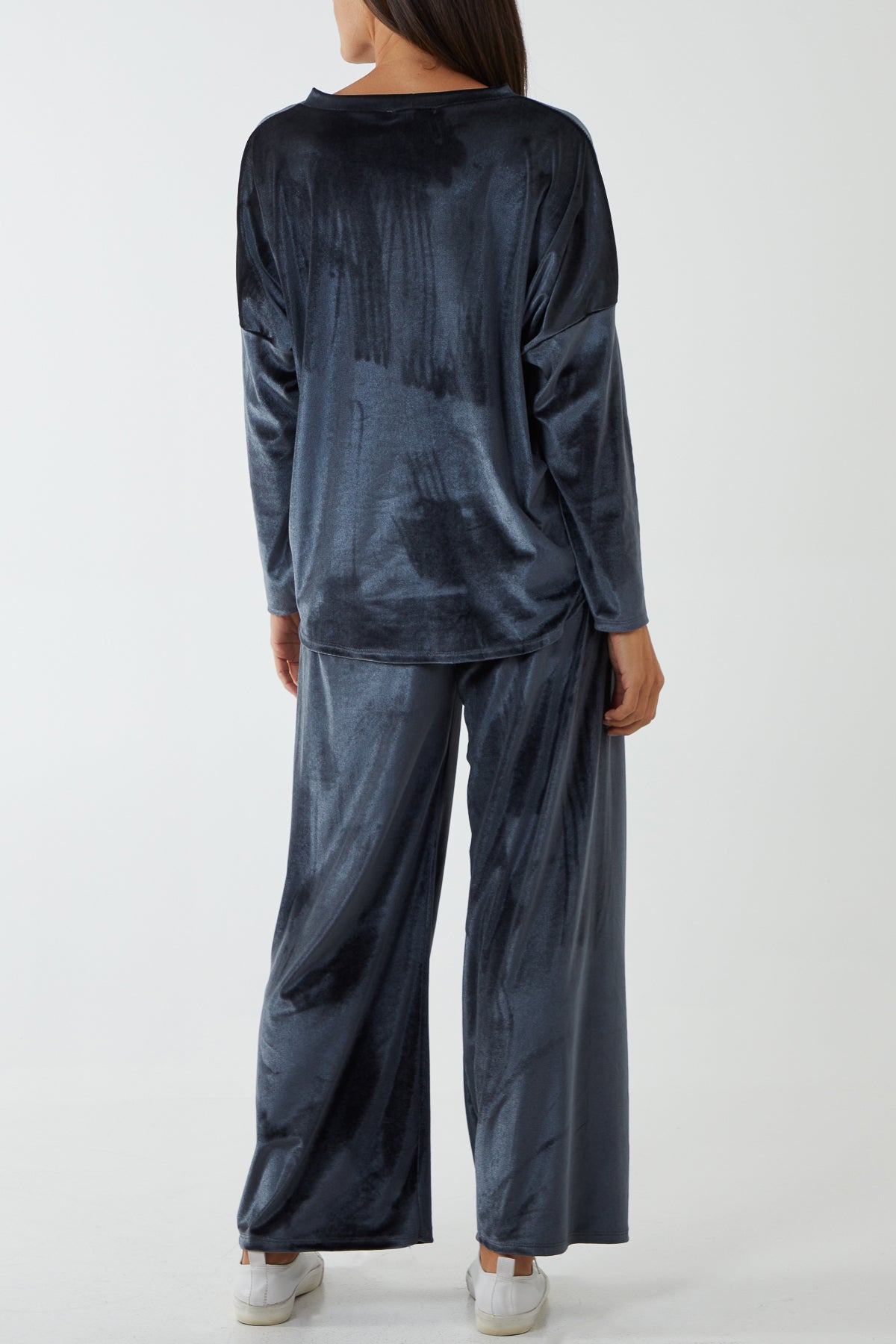 Velour Relaxed Fit Top & Bottom Loungewear Set