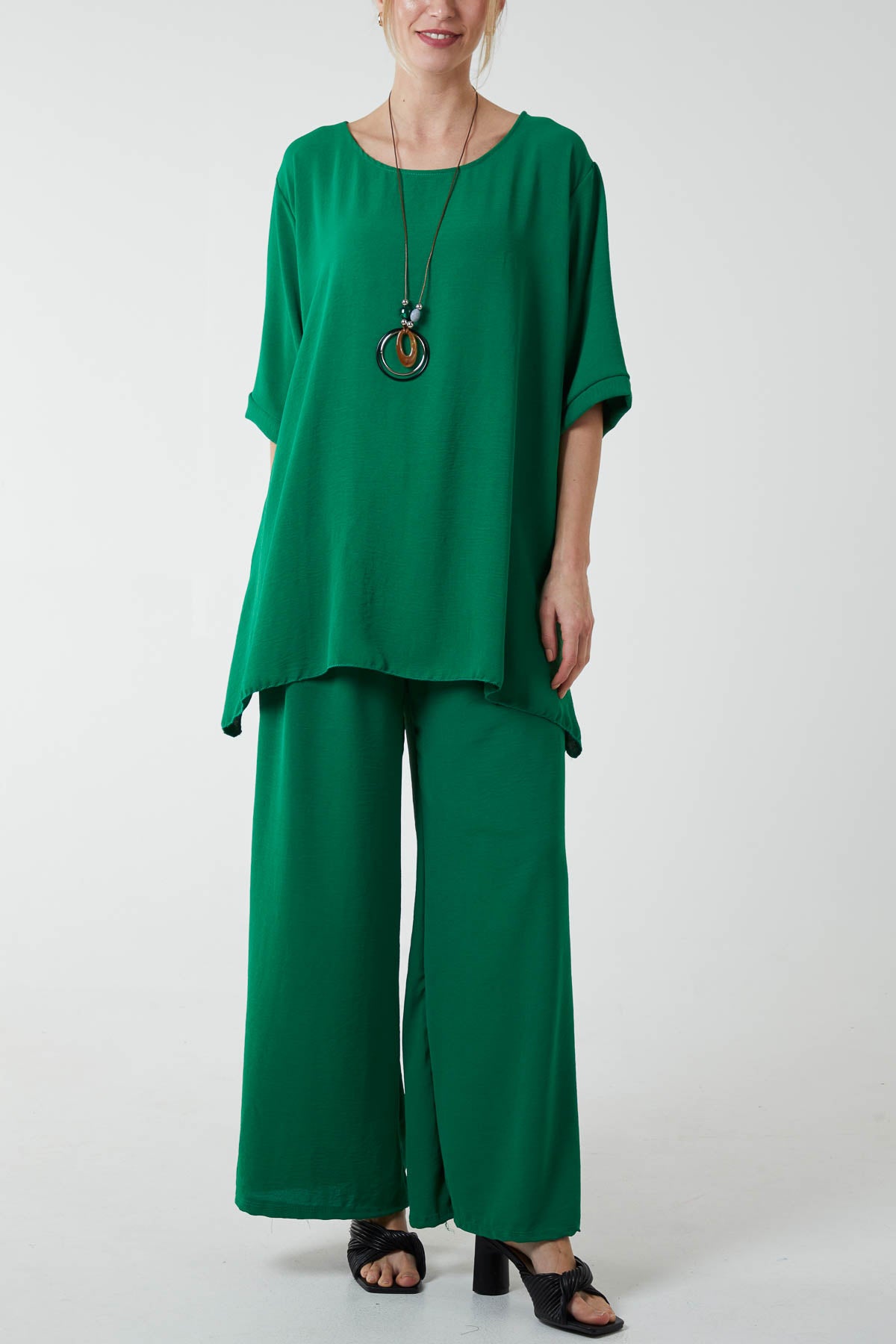 Oversized Necklace Top & Trouser Set