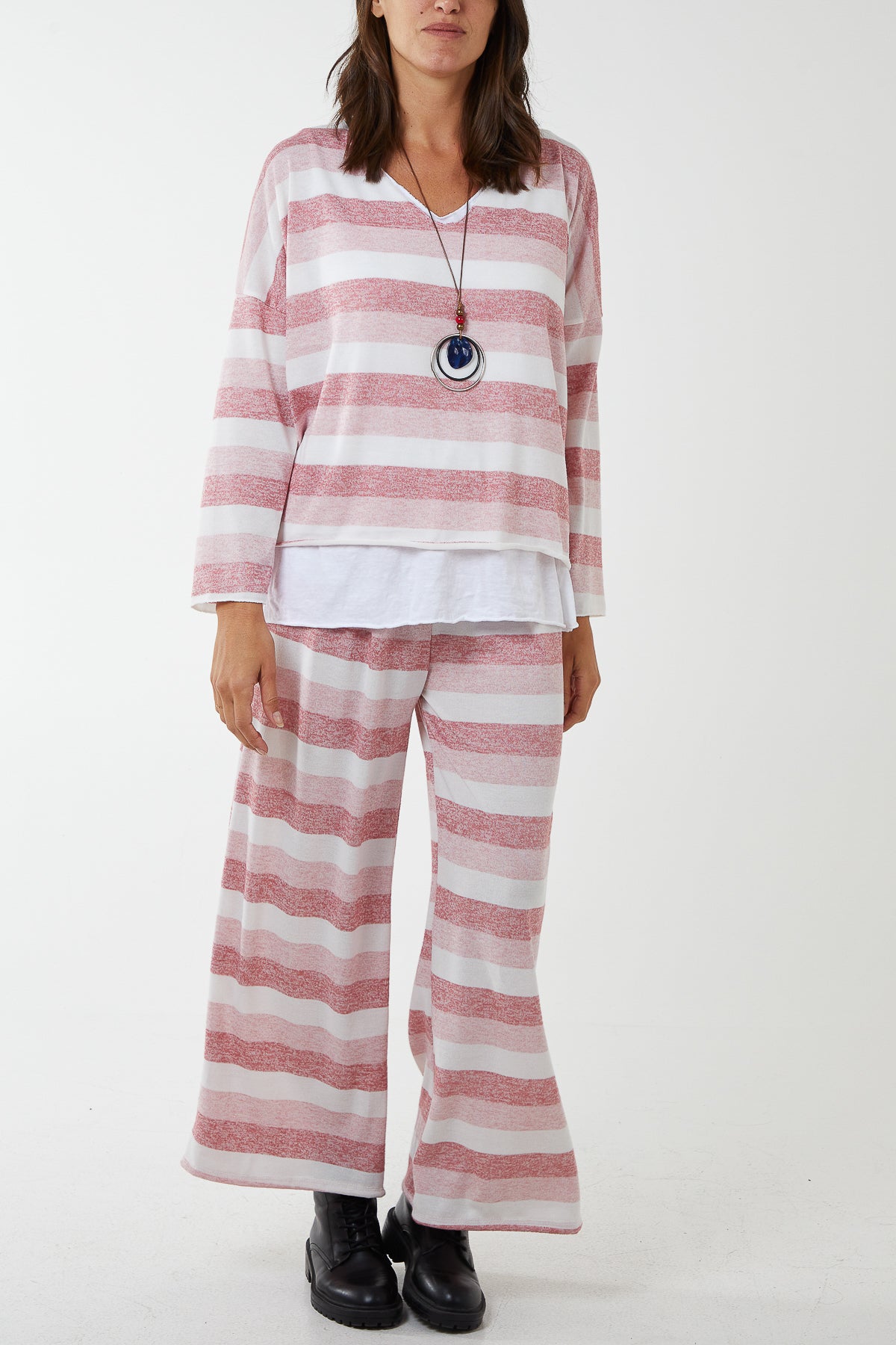 Striped Shimmer Necklace Co-Ord Set