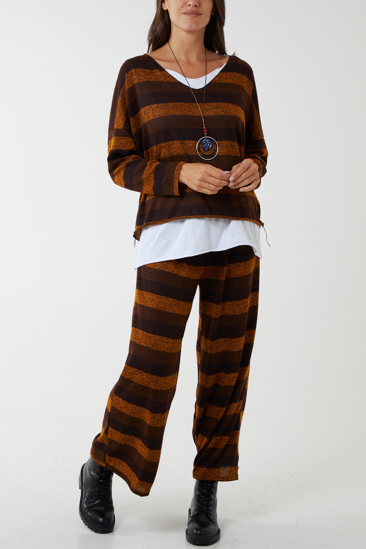 Striped Shimmer Necklace Co-Ord Set