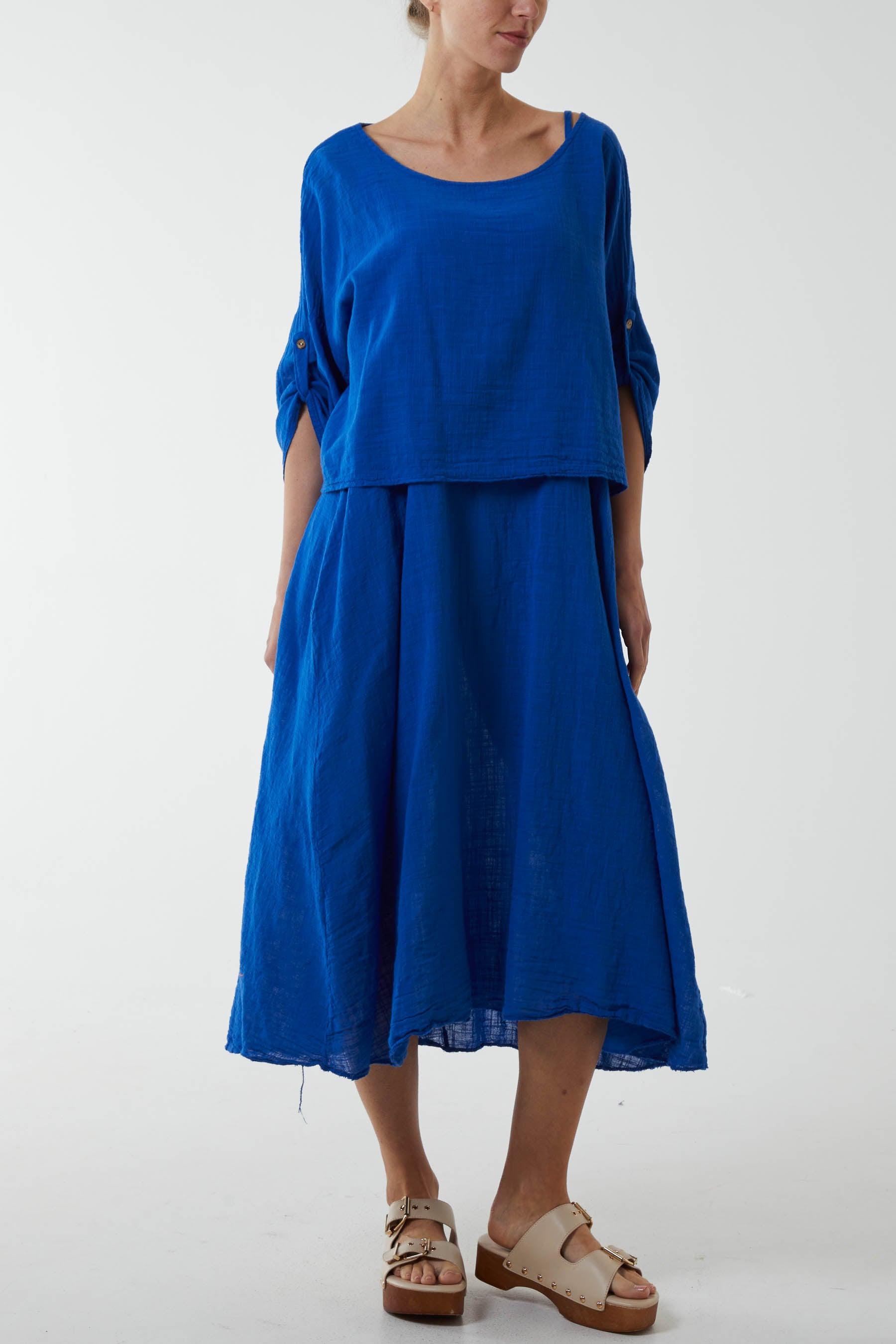 Cami Dress with Crop T Shirt Overlay