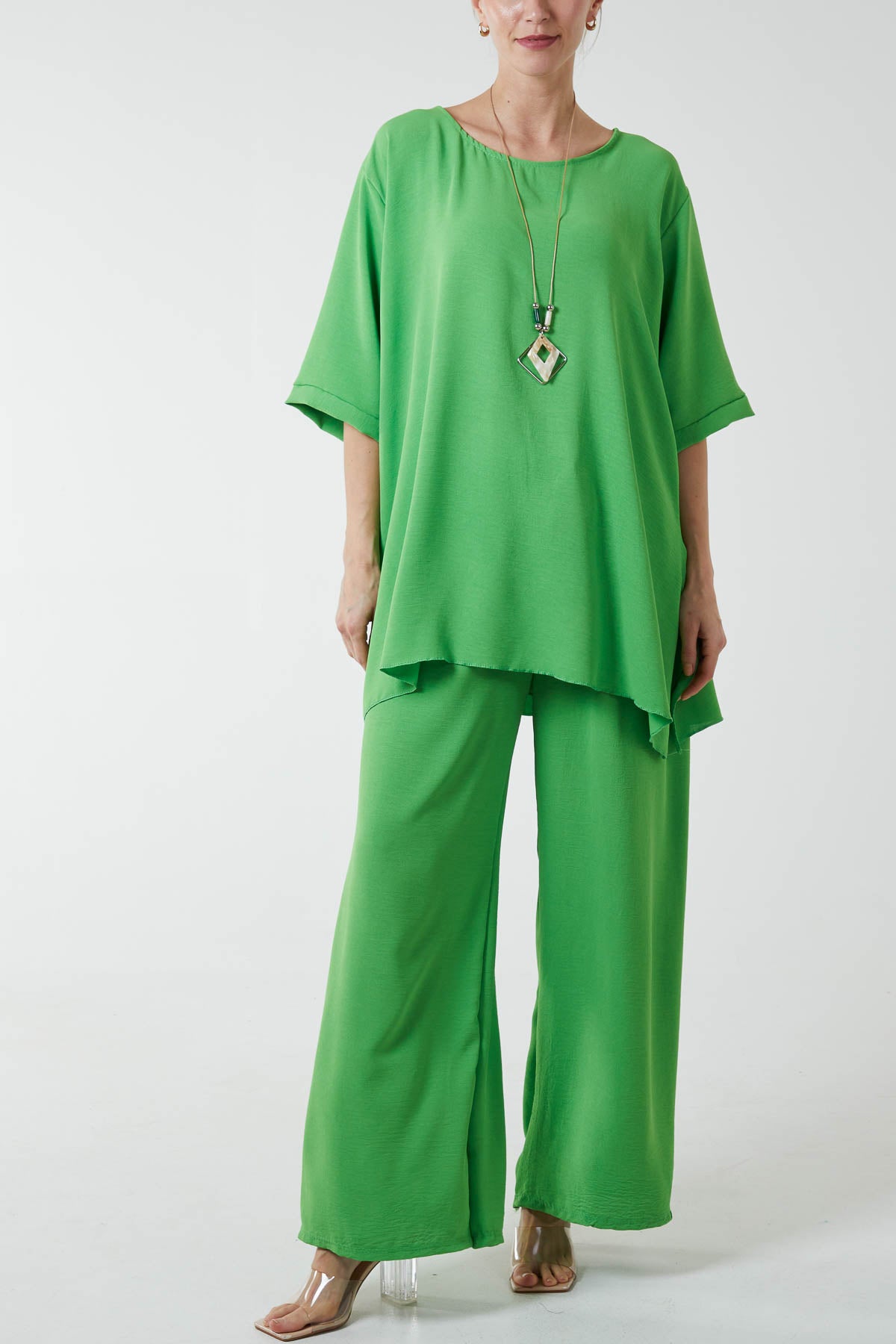Oversized Necklace Top & Trouser Set