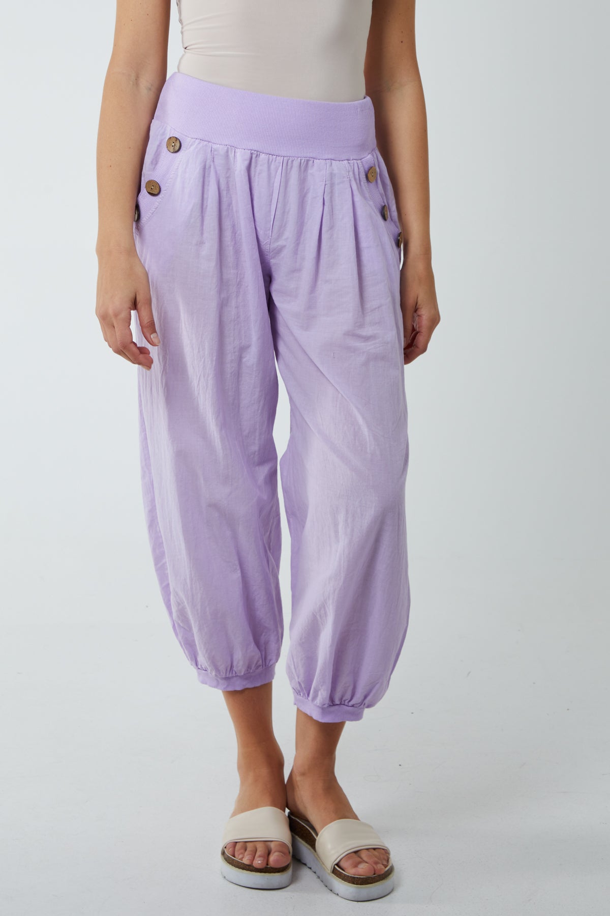 Button Pocket Detail Harem Pants