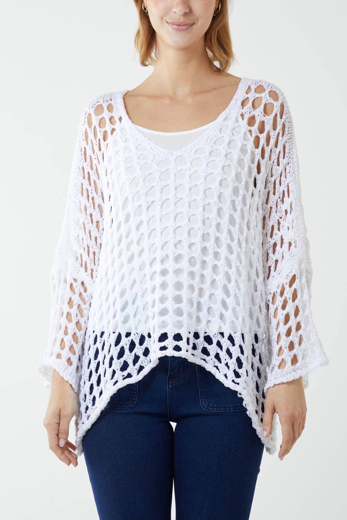 Crochet Round Neck Long Sleeve Top