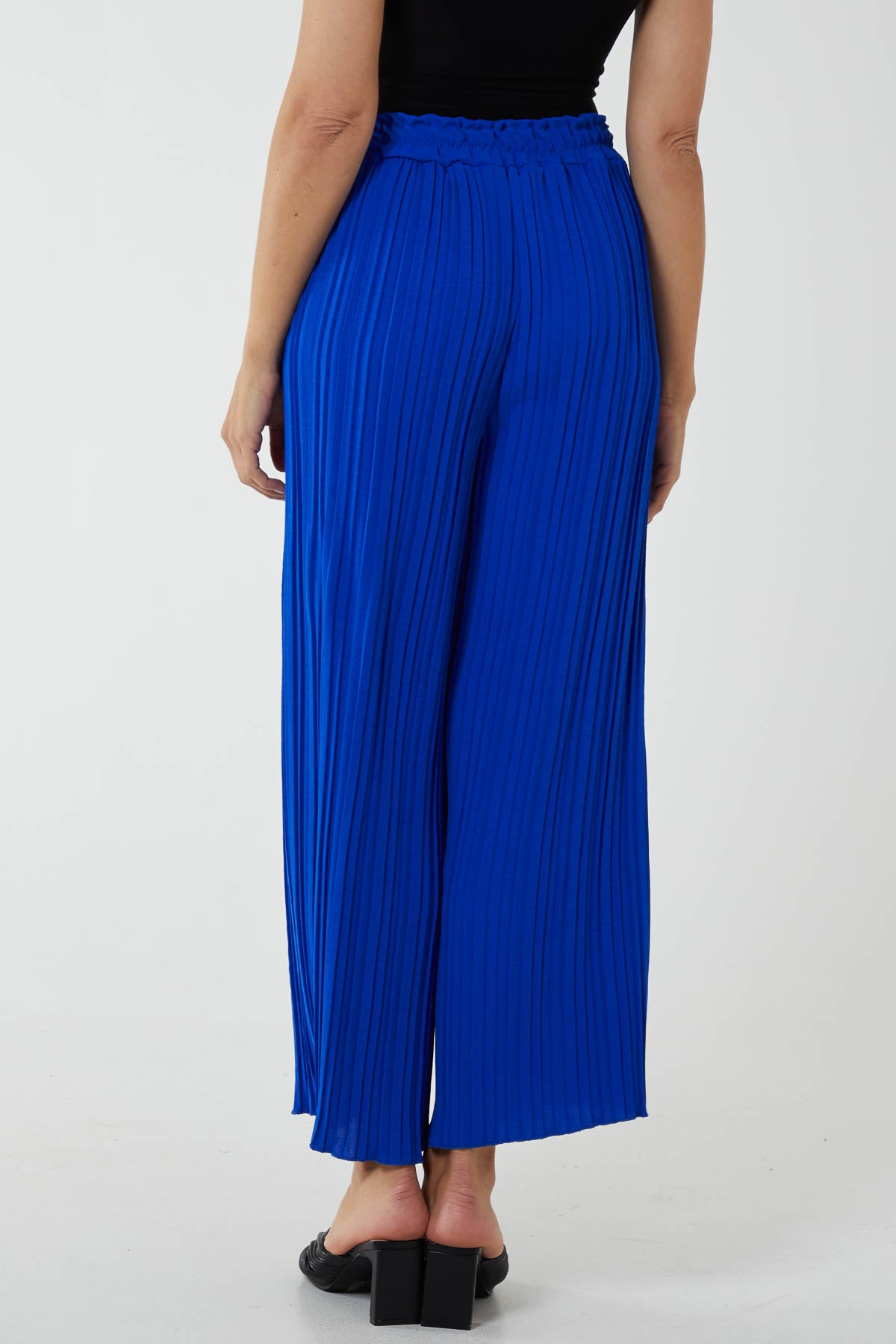 Wide Leg Plisse Drawstring Trousers