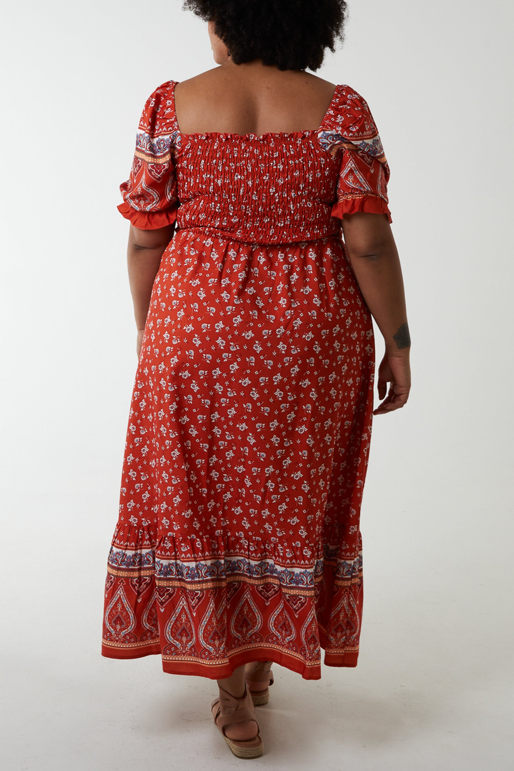 Curve Shirred Floral Maxi Dress