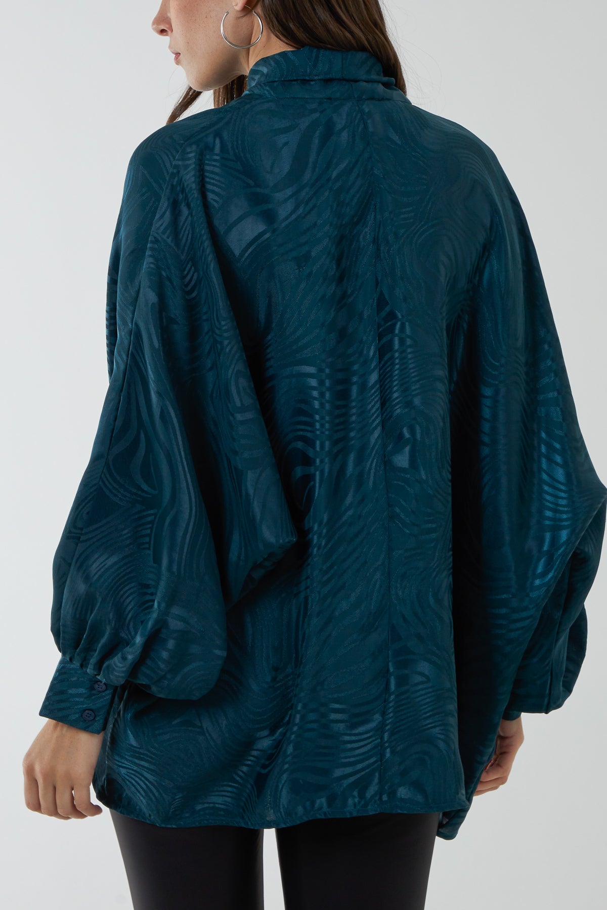 Pussybow Oversized Detail Pattern Top