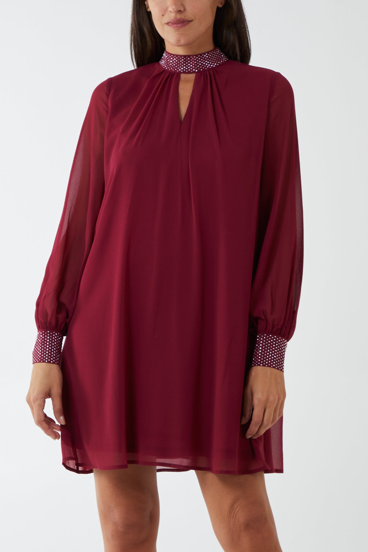 Shift Diamante Collar Mini Dress