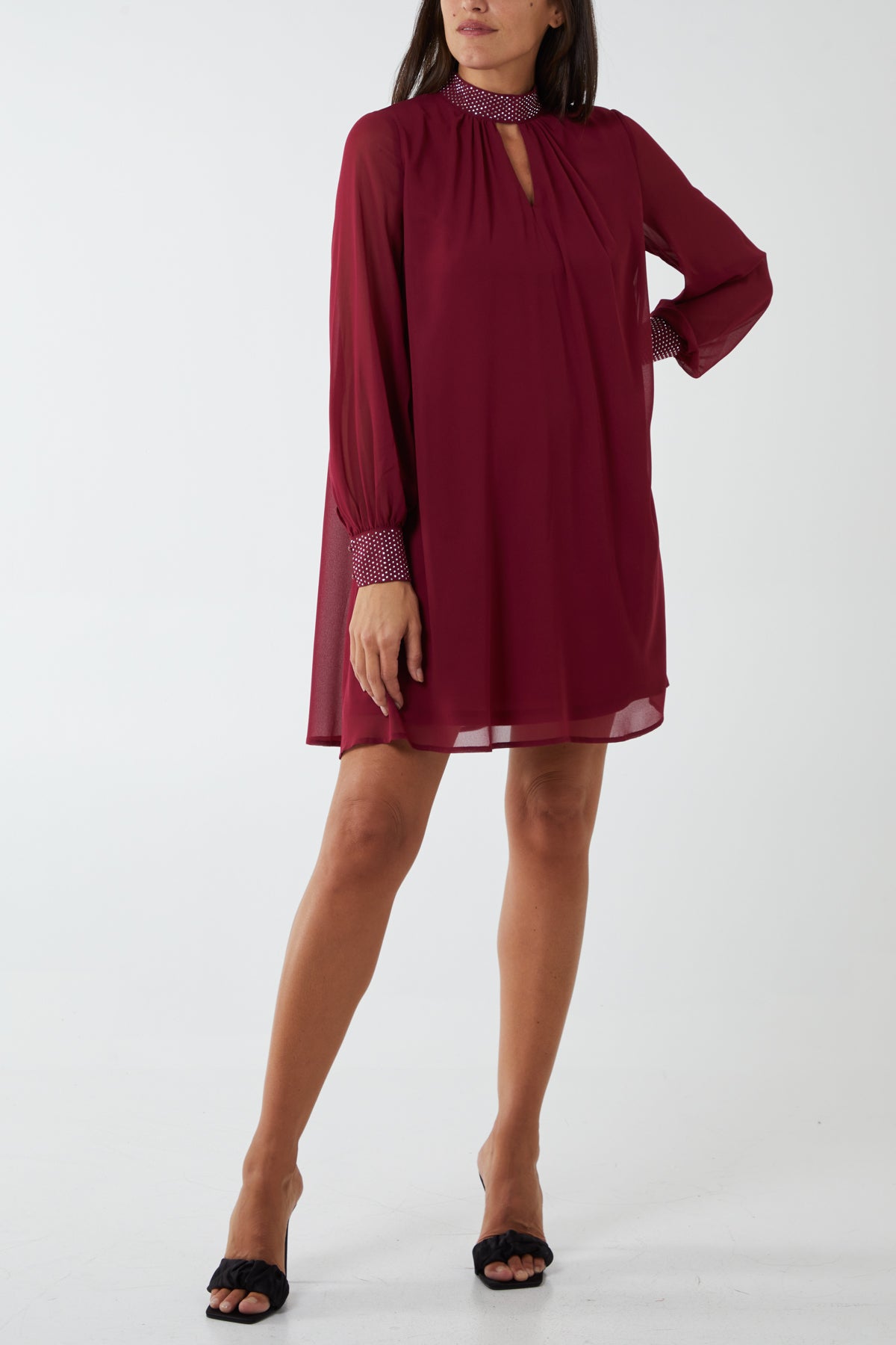 Shift Diamante Collar Mini Dress