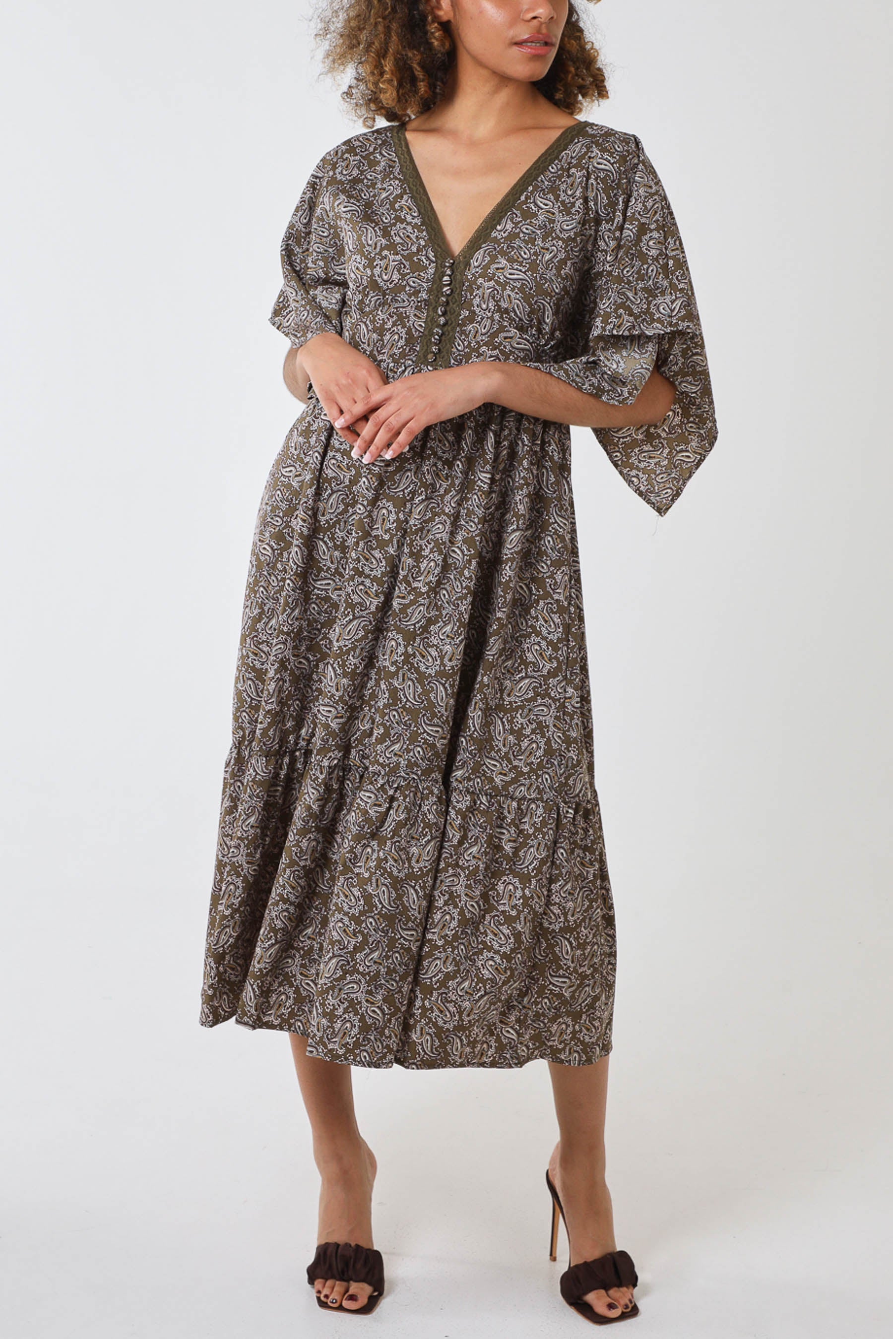 Midi dress kimono on sale sleeve