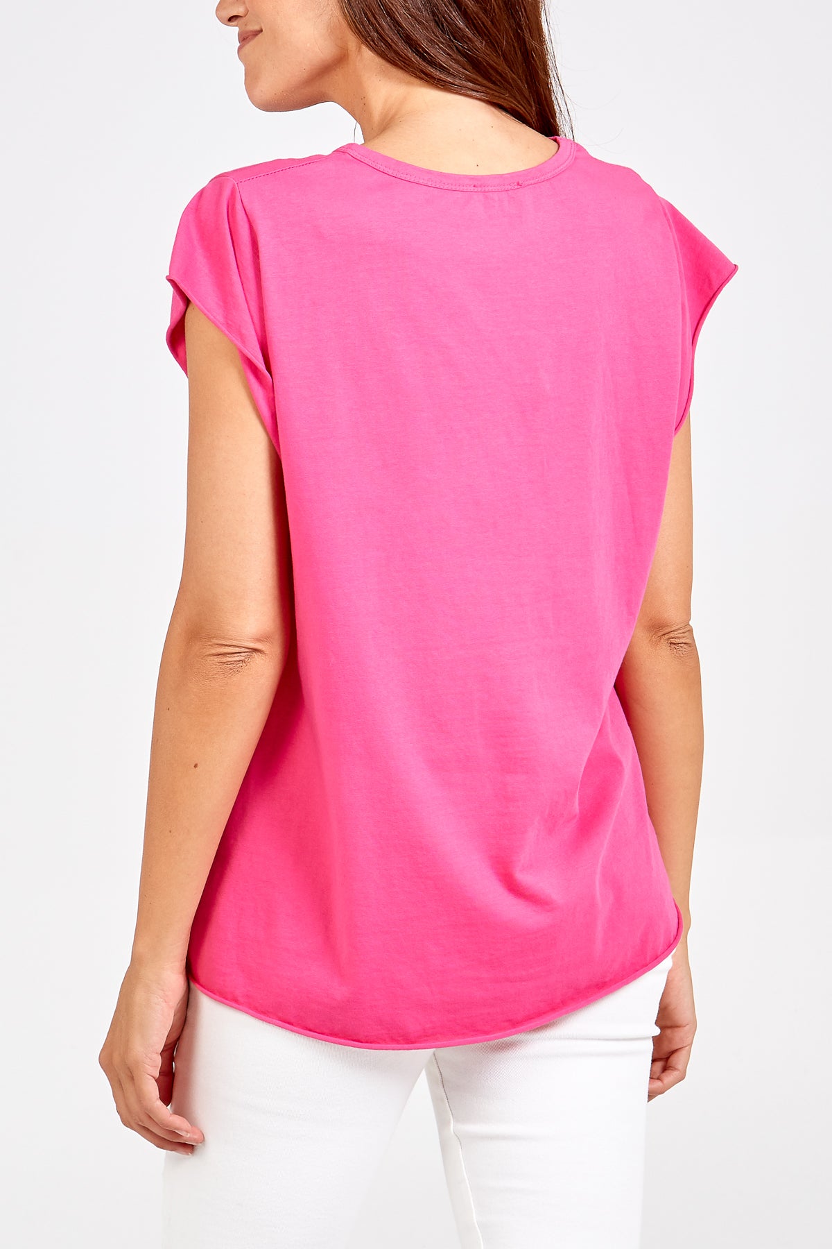 Cap Sleeve High Low Rolled Edge Top