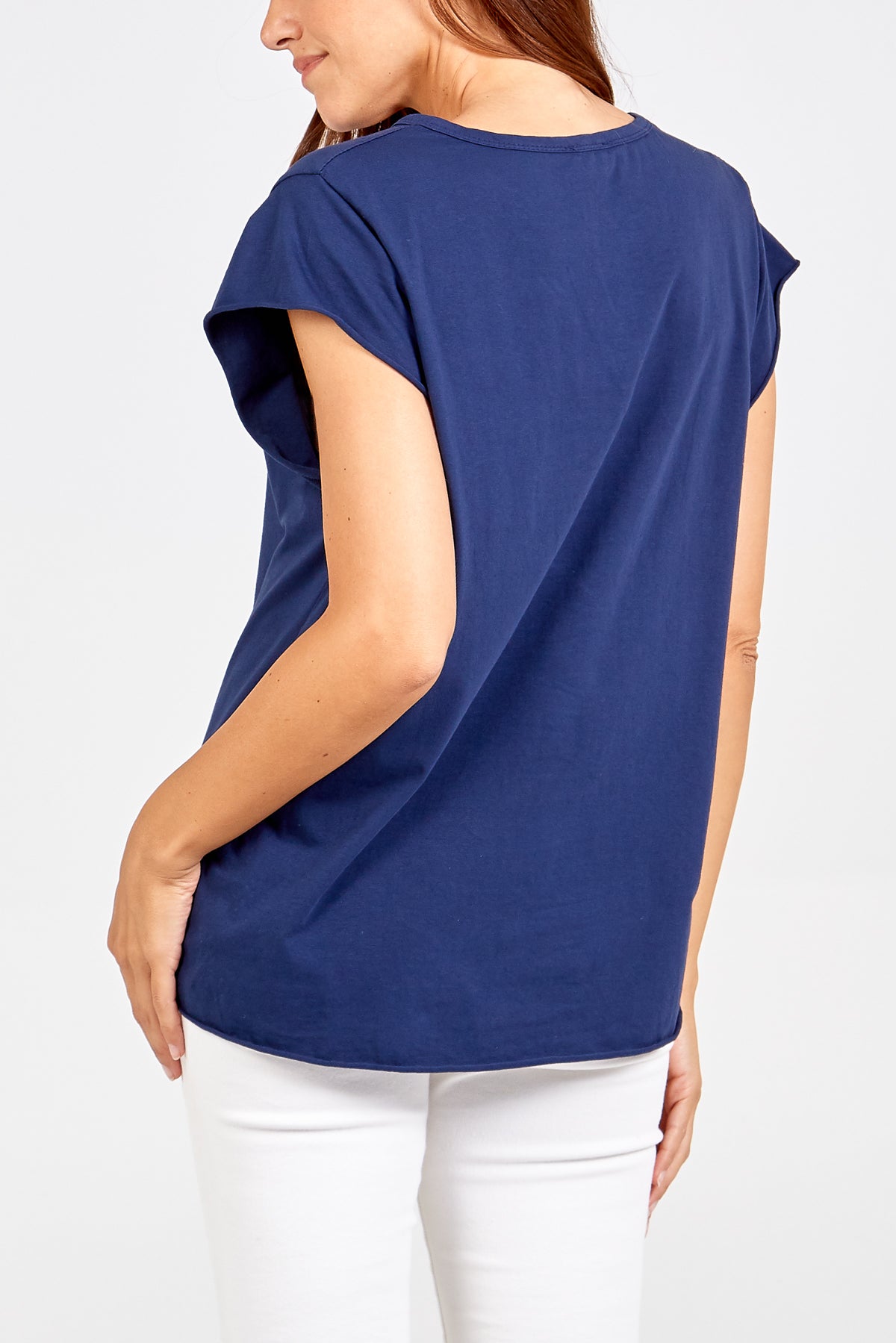 Cap Sleeve High Low Rolled Edge Top