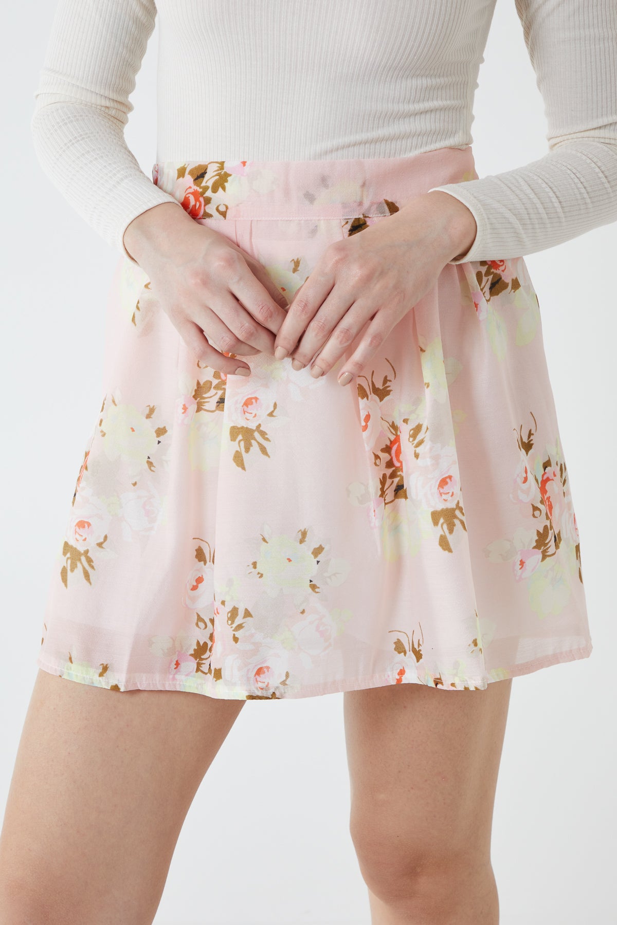 Spring Flower Print Short Skirt