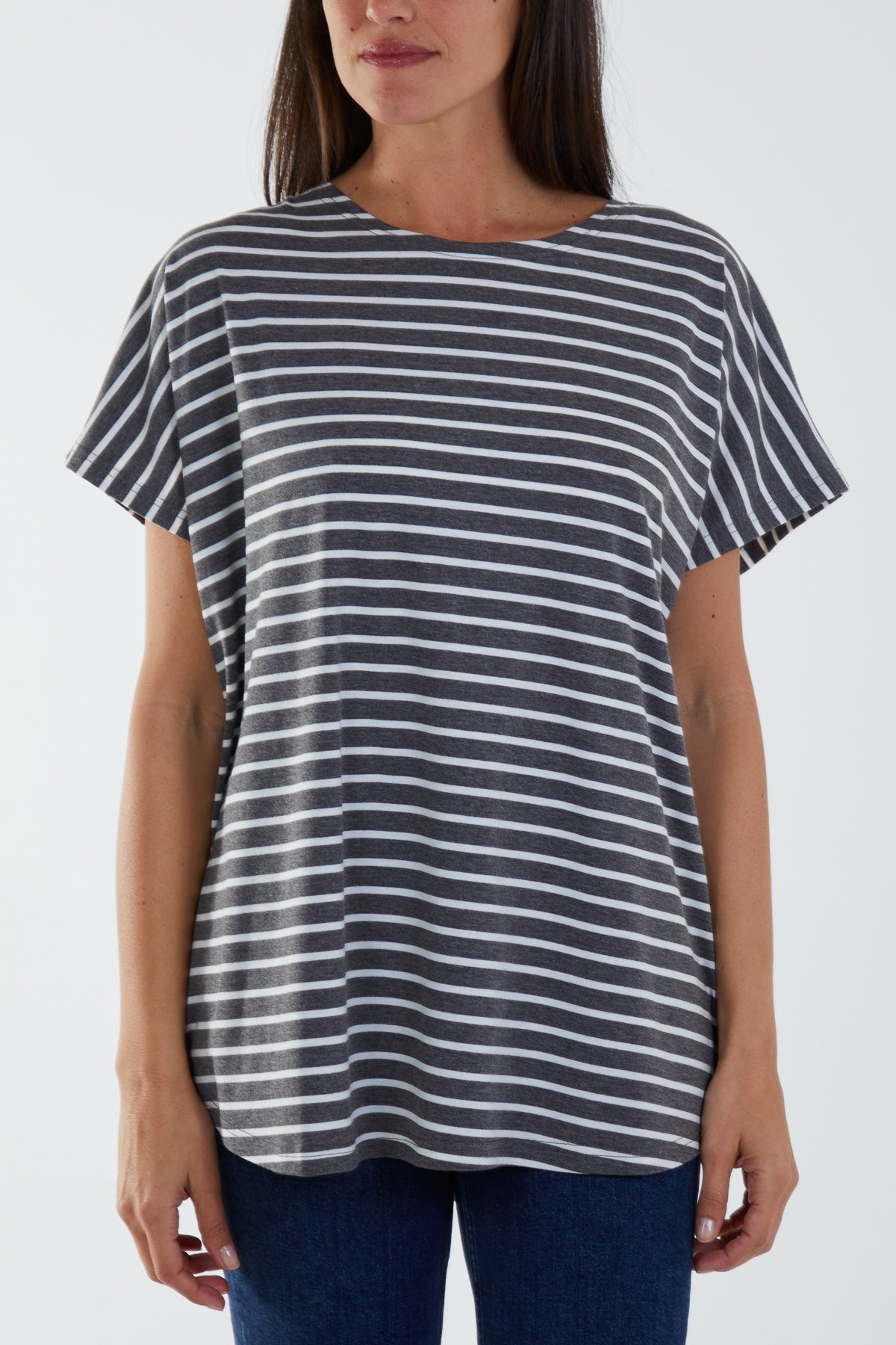 Viscose Stripe Short Sleeve Top