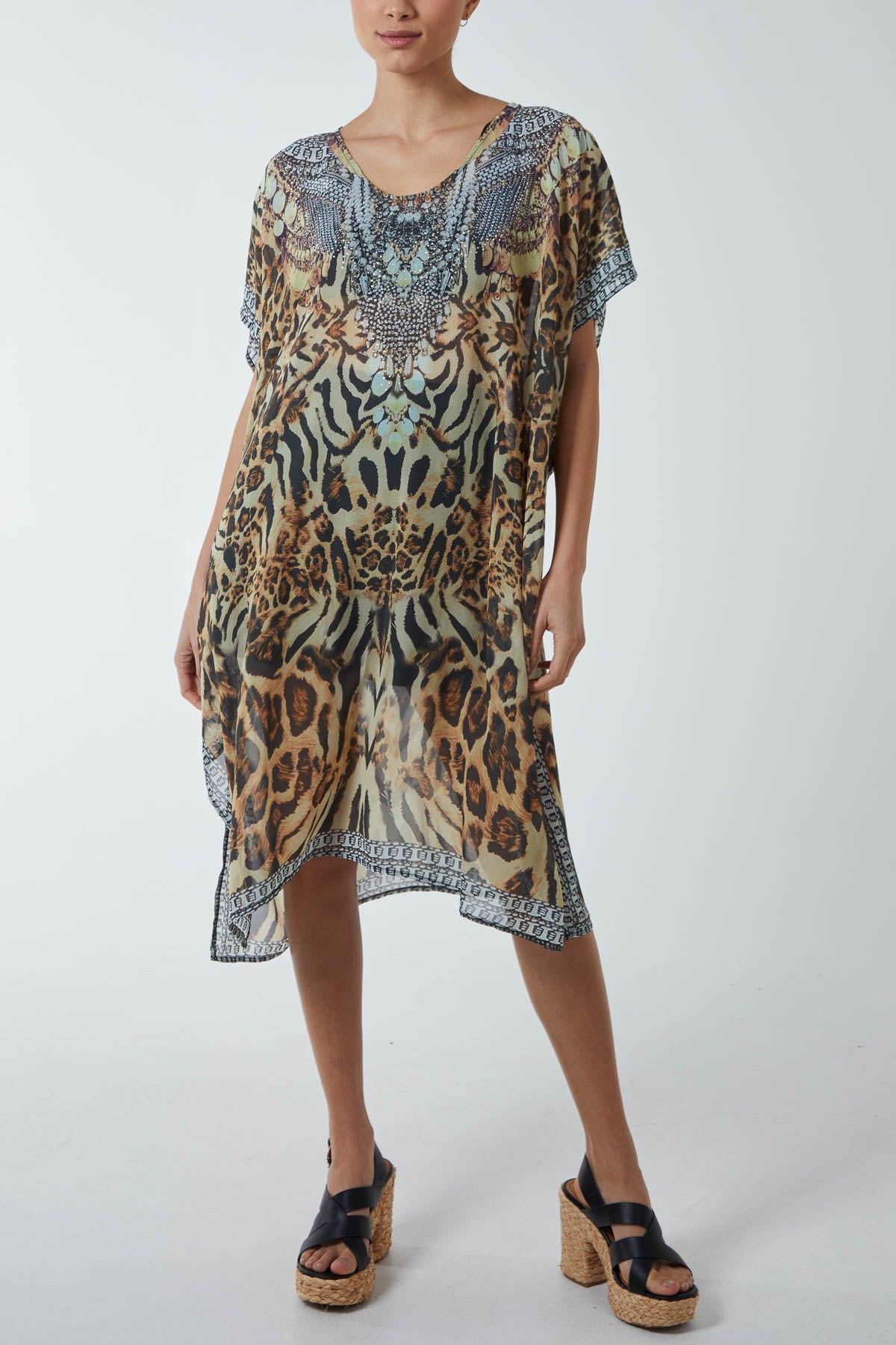 Animal Print Long Kaftan