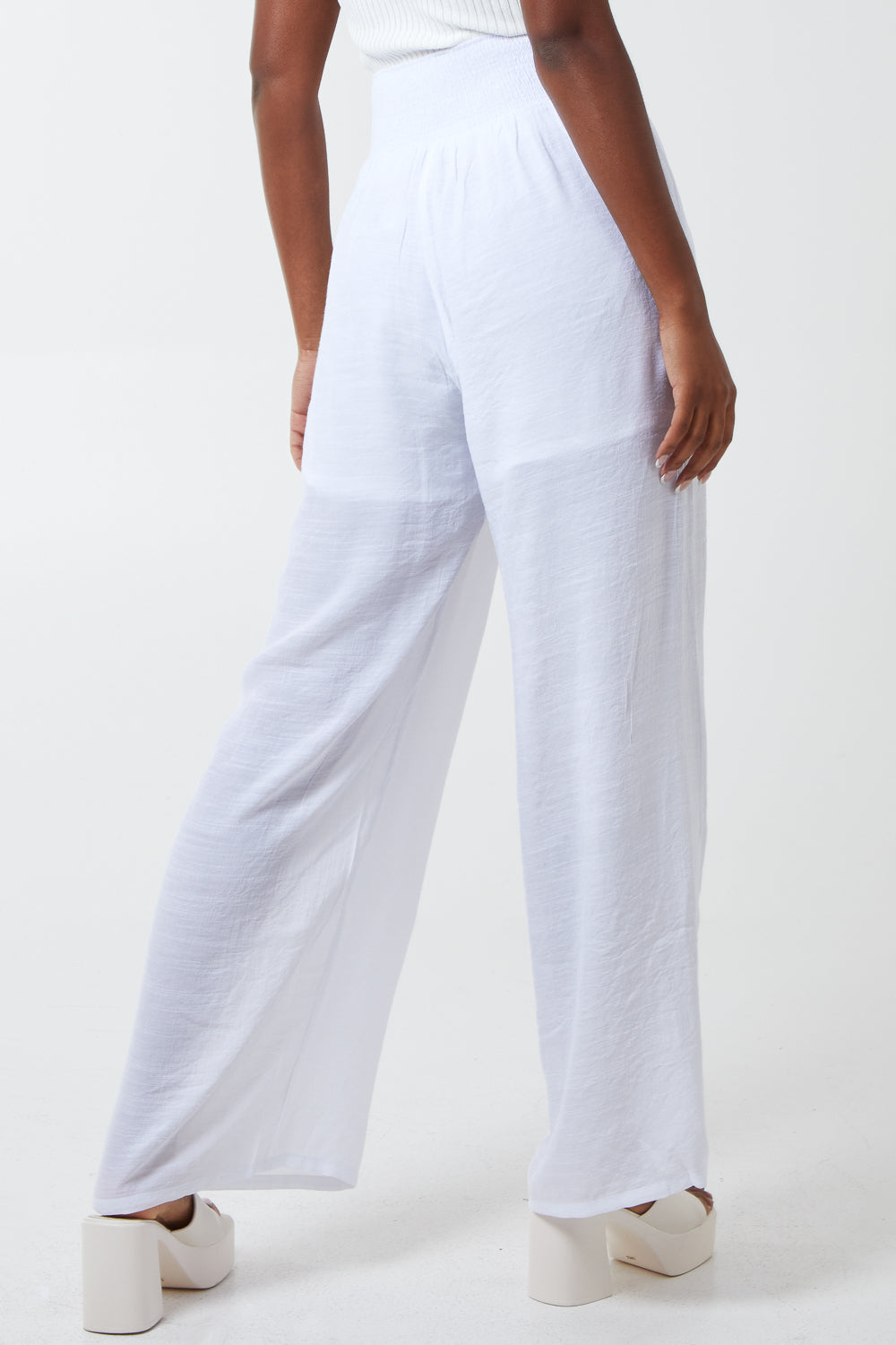 Shirring Waist Wide Leg Trouser