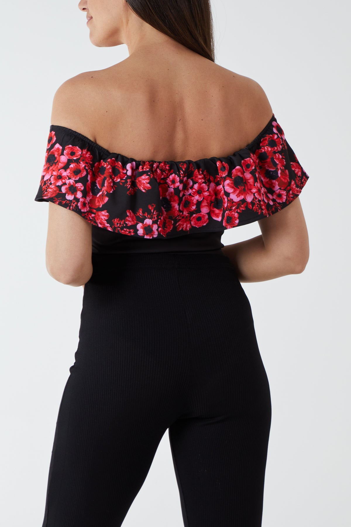 Bardot Printed Frill Bodysuit