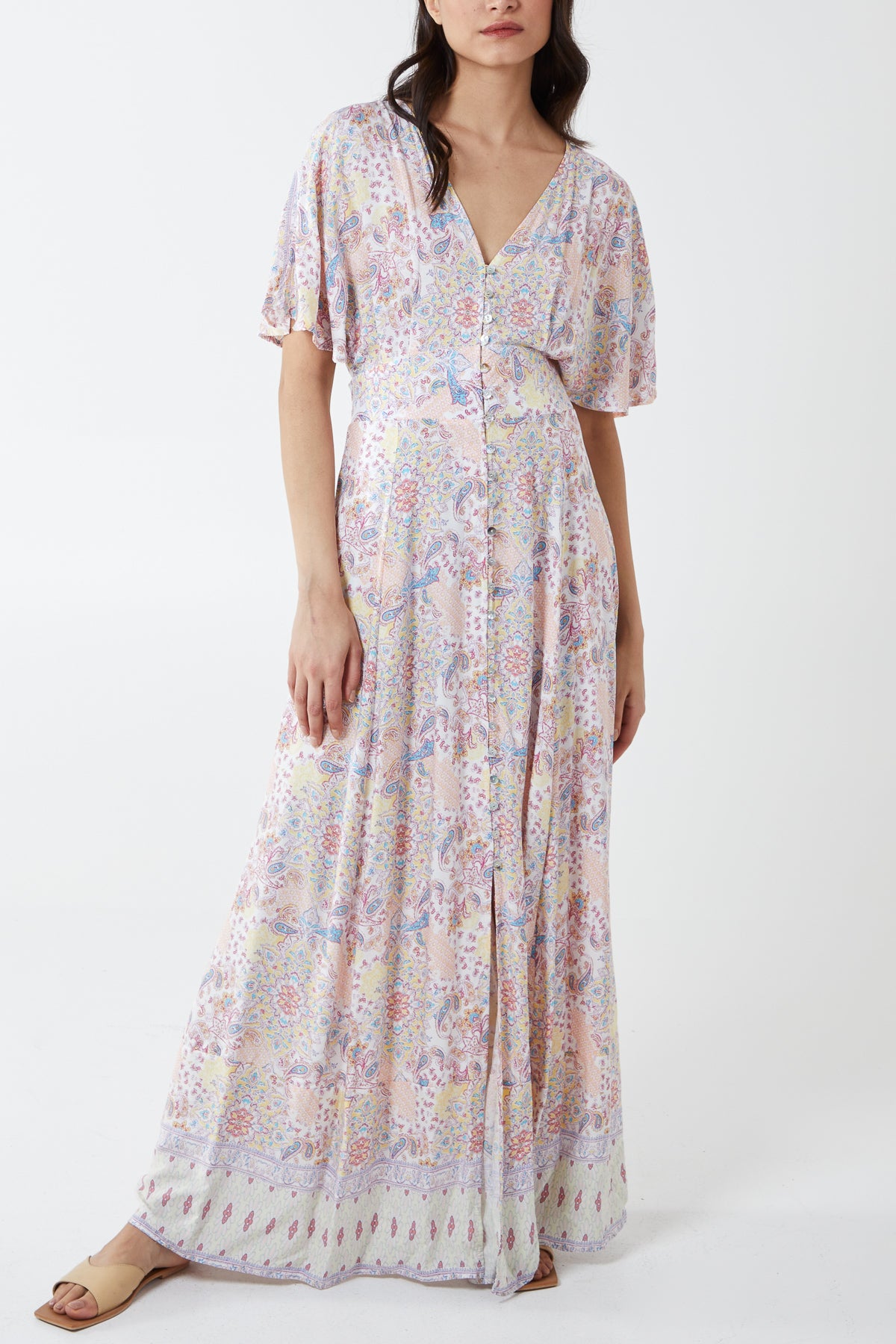 Button front maxi dress uk hotsell