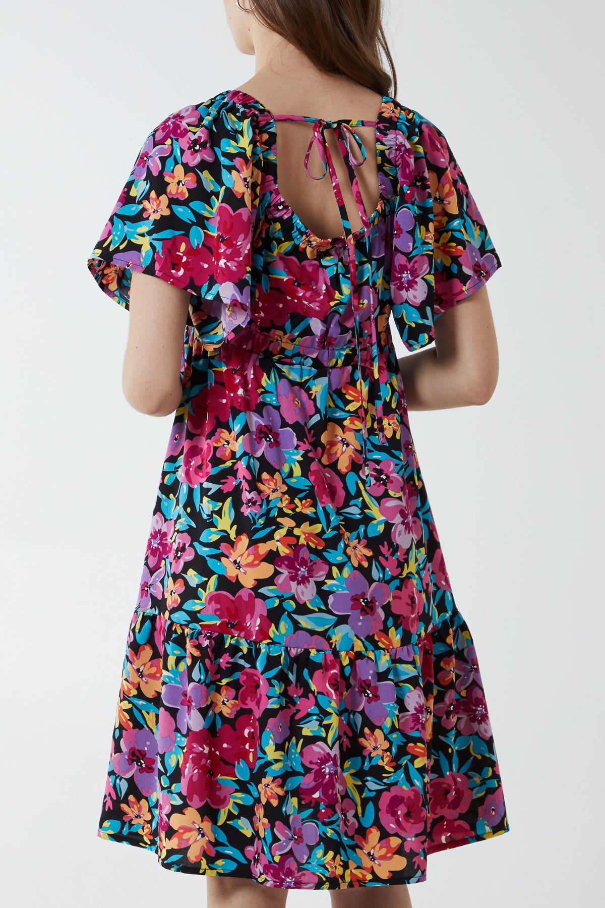 Sweetheart Neckline Tie Back Floral Dress