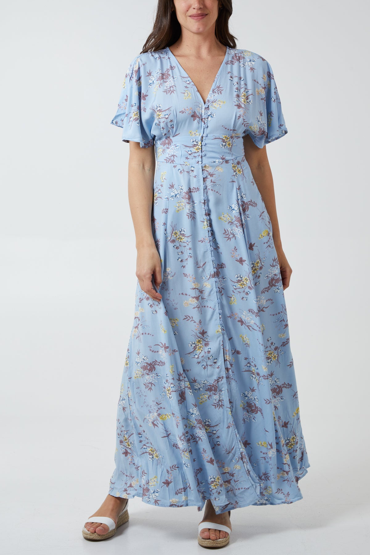 Button through maxi dress best sale