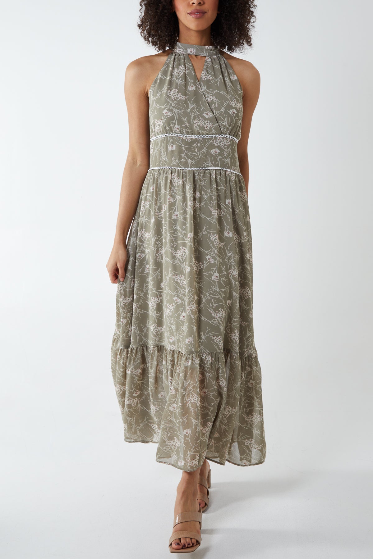 Cut Out Halter Neck Maxi Dress