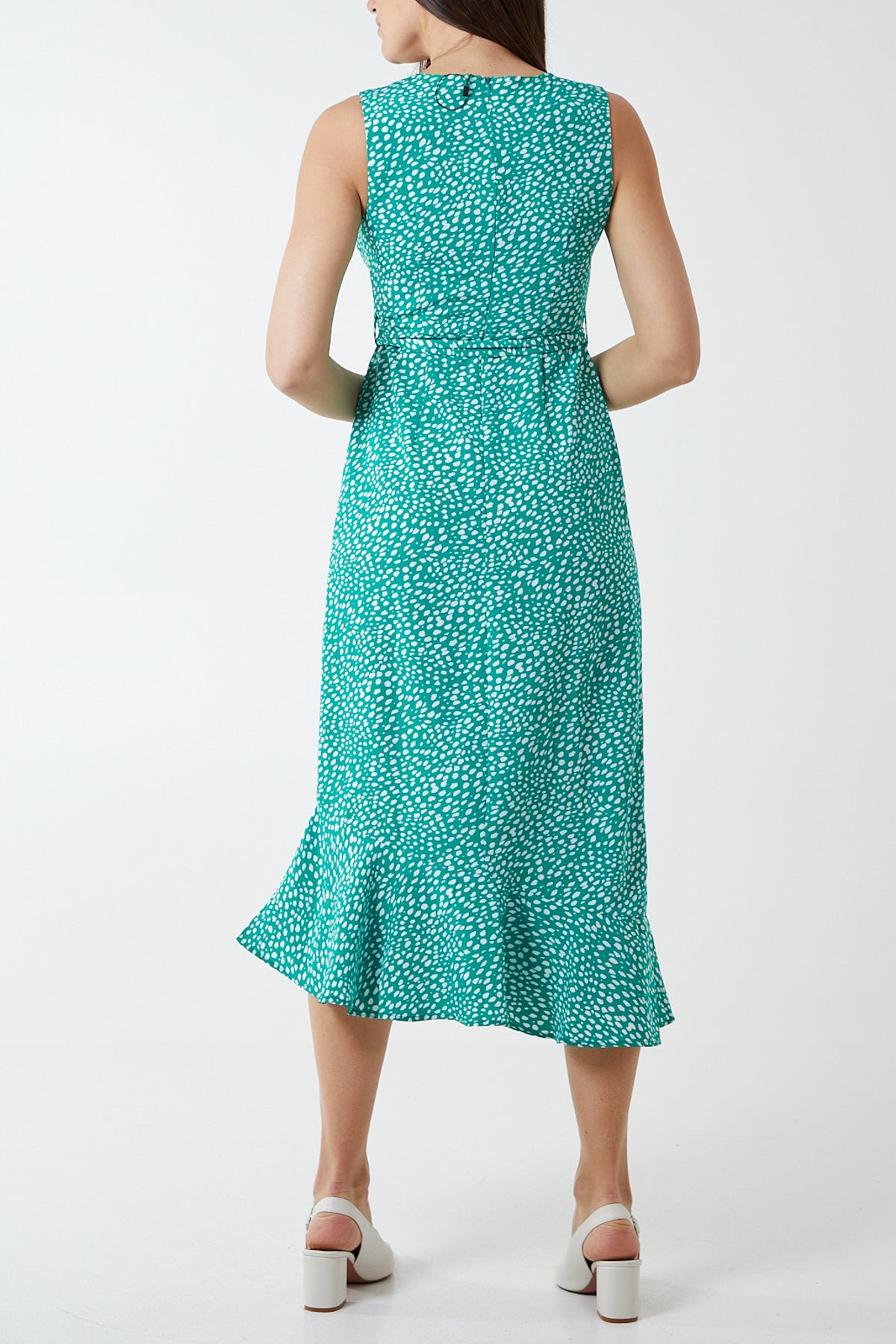Spotty Asymmetric Hem Maxi Dress