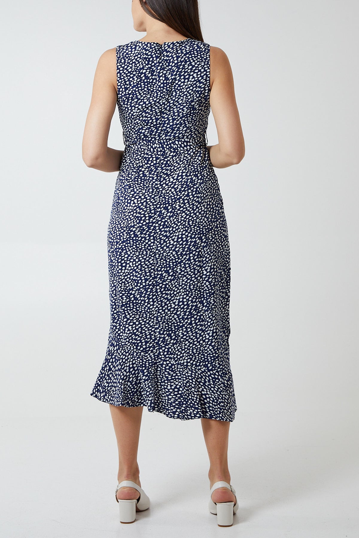 Spotty Asymmetric Hem Maxi Dress