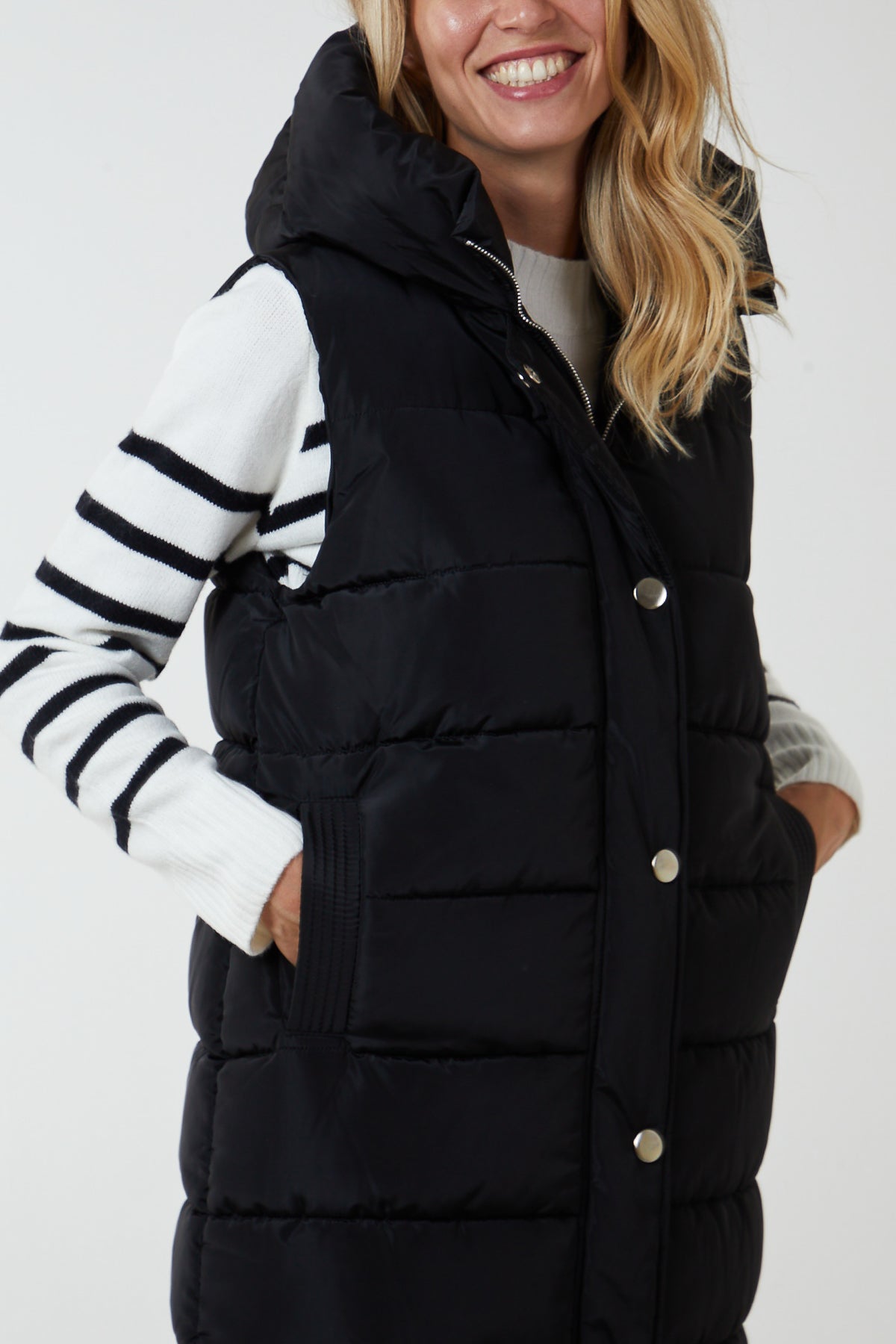 Horizontal Padded Hooded Gilet