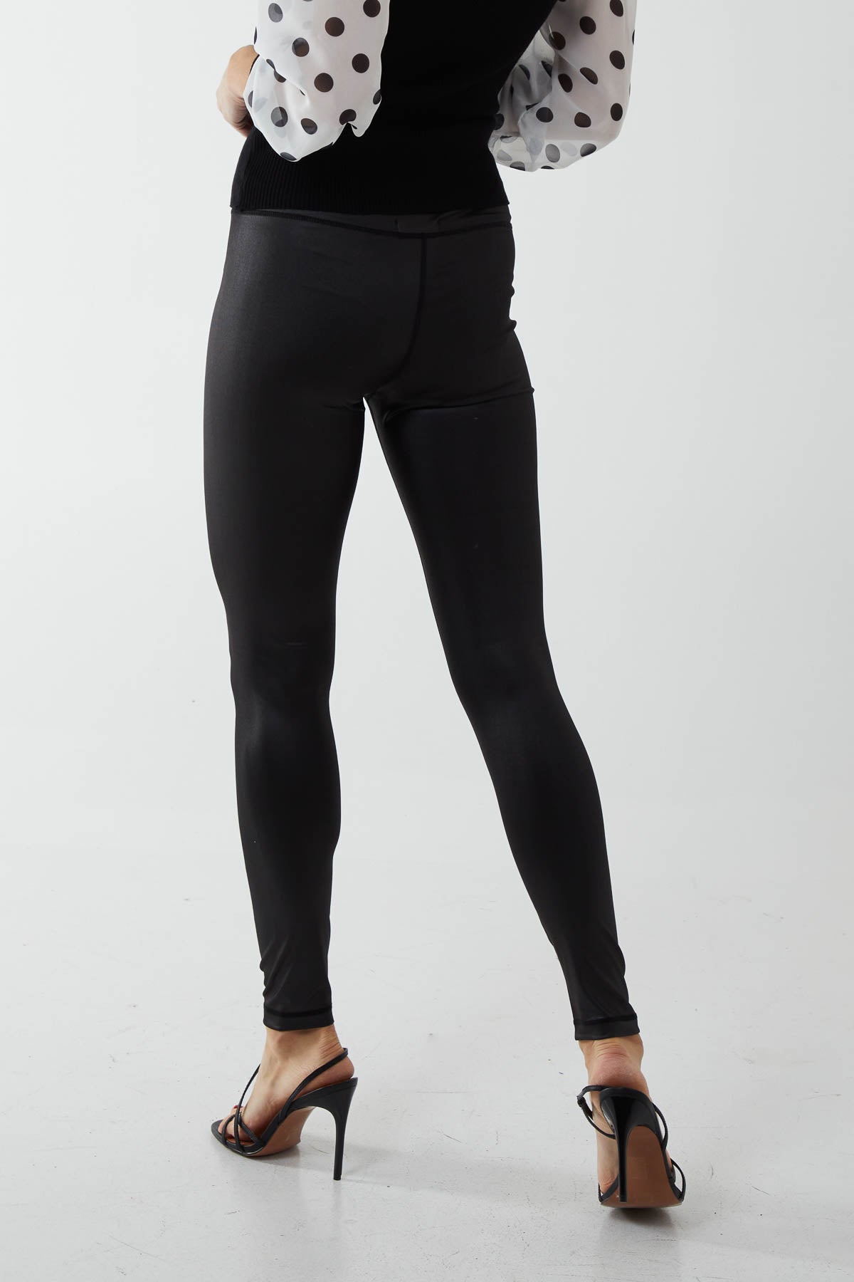Thick Waistband Wet Look Leggings