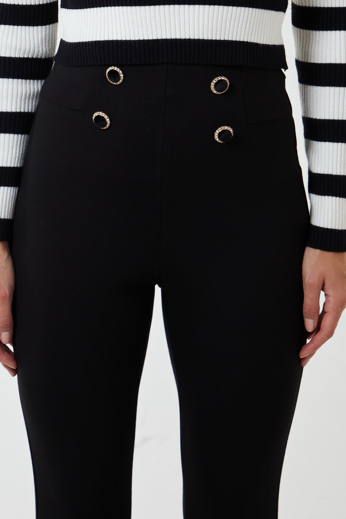 High Waisted Button Front Legging