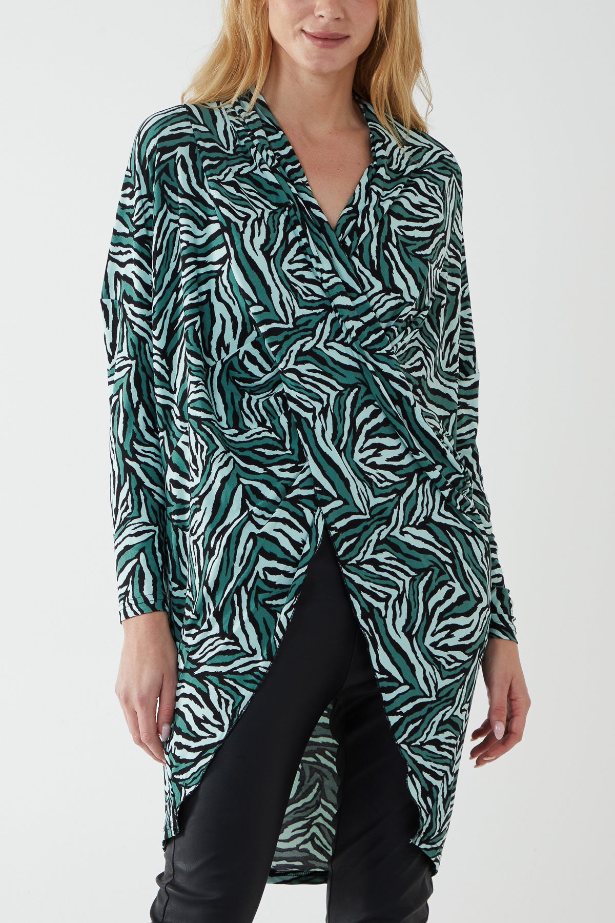 Draped Dip Hem Wrapped Top